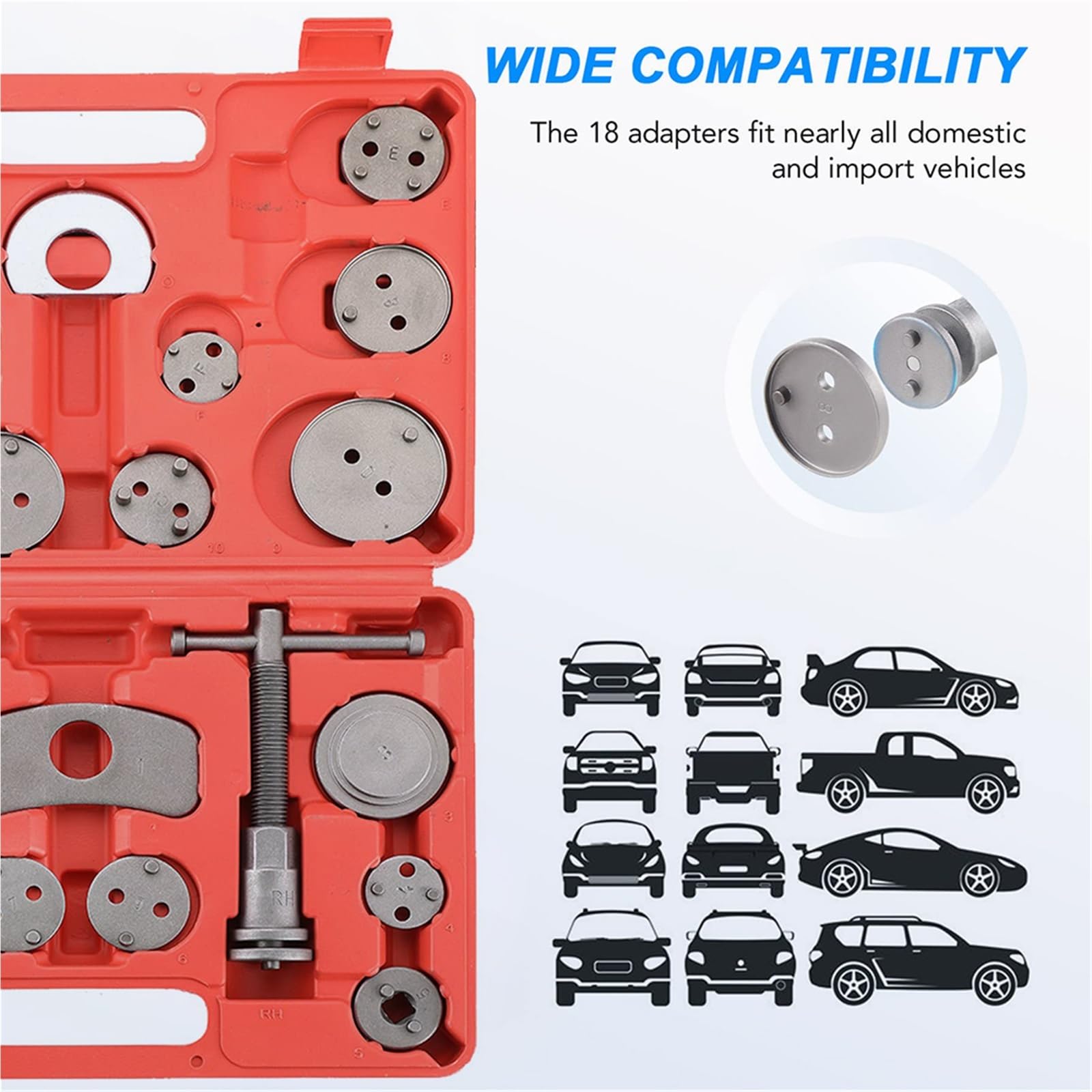 freno de tambor Herramienta Ajustador freno de ta Kit De 22 Piezas Pinza Freno Disco Universal Para Coche, Compresor Pistón Viento, Apto Para La Mayoría Las Herramientas