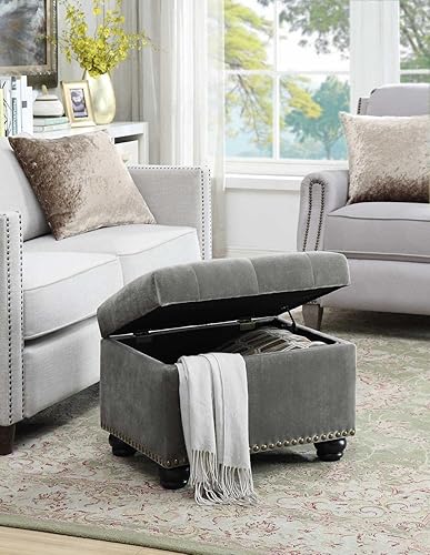 Miniatura 2 de Convenience Concepts Designs4Comfort 5th Avenue - Otomana de almacenamiento, color gris terciopelo