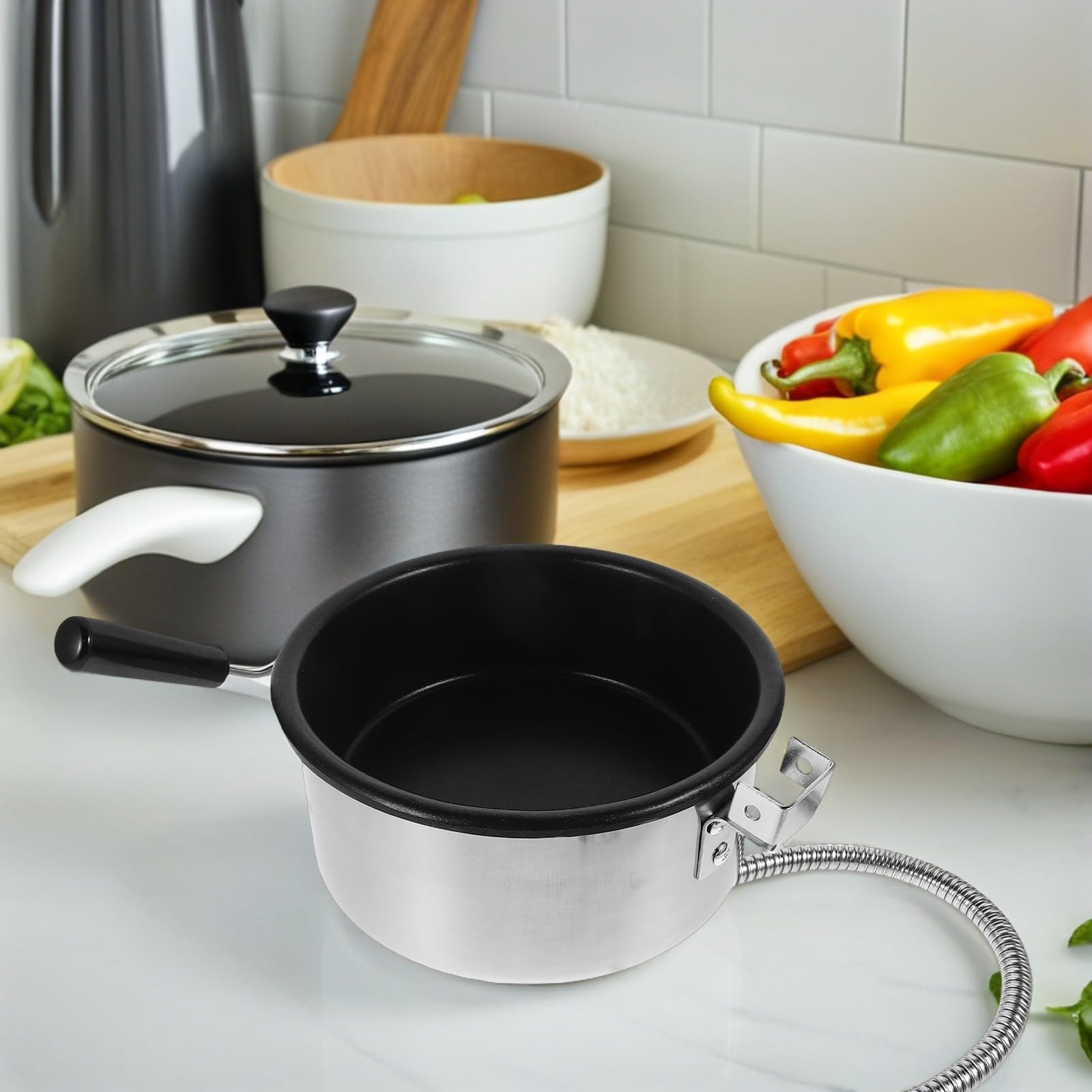 Popcornkessel 8 Unzen aus Aluminiumlegierung, Antihaftbeschichtet | Ersatzteil für Popcornmaschinen, Silber, Schnelles Erhitzen, Leichtes Design für Zuhause und Familienfeiern