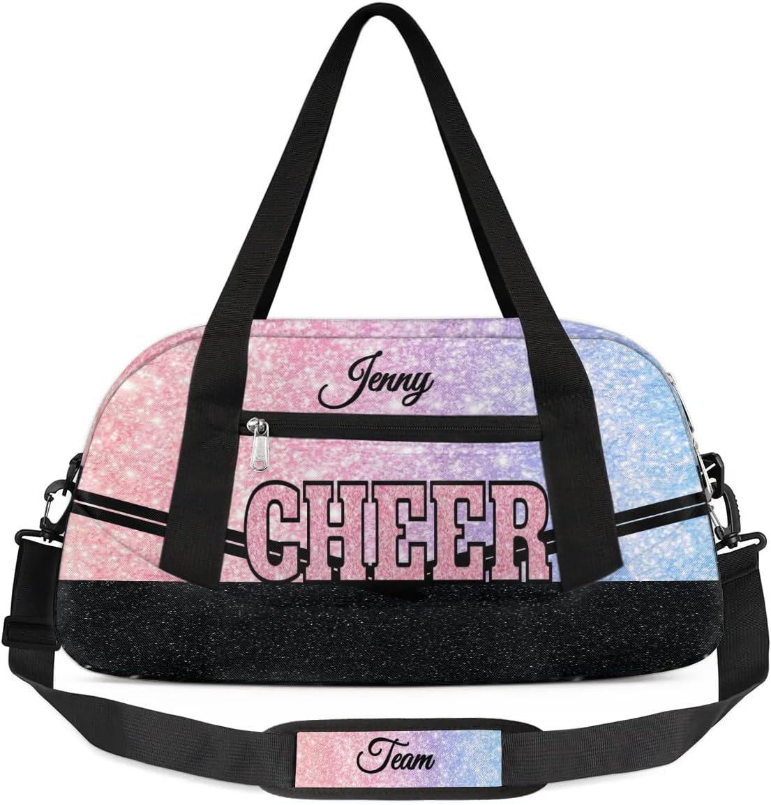 Personalized Glitter Cheer Bag Girls,Foldable Kids Duffel Bag Sports Bag Gym Custom Team Gift Weekender Bags Overnight Travel Lightweight Gymnastics Bag,Silvery