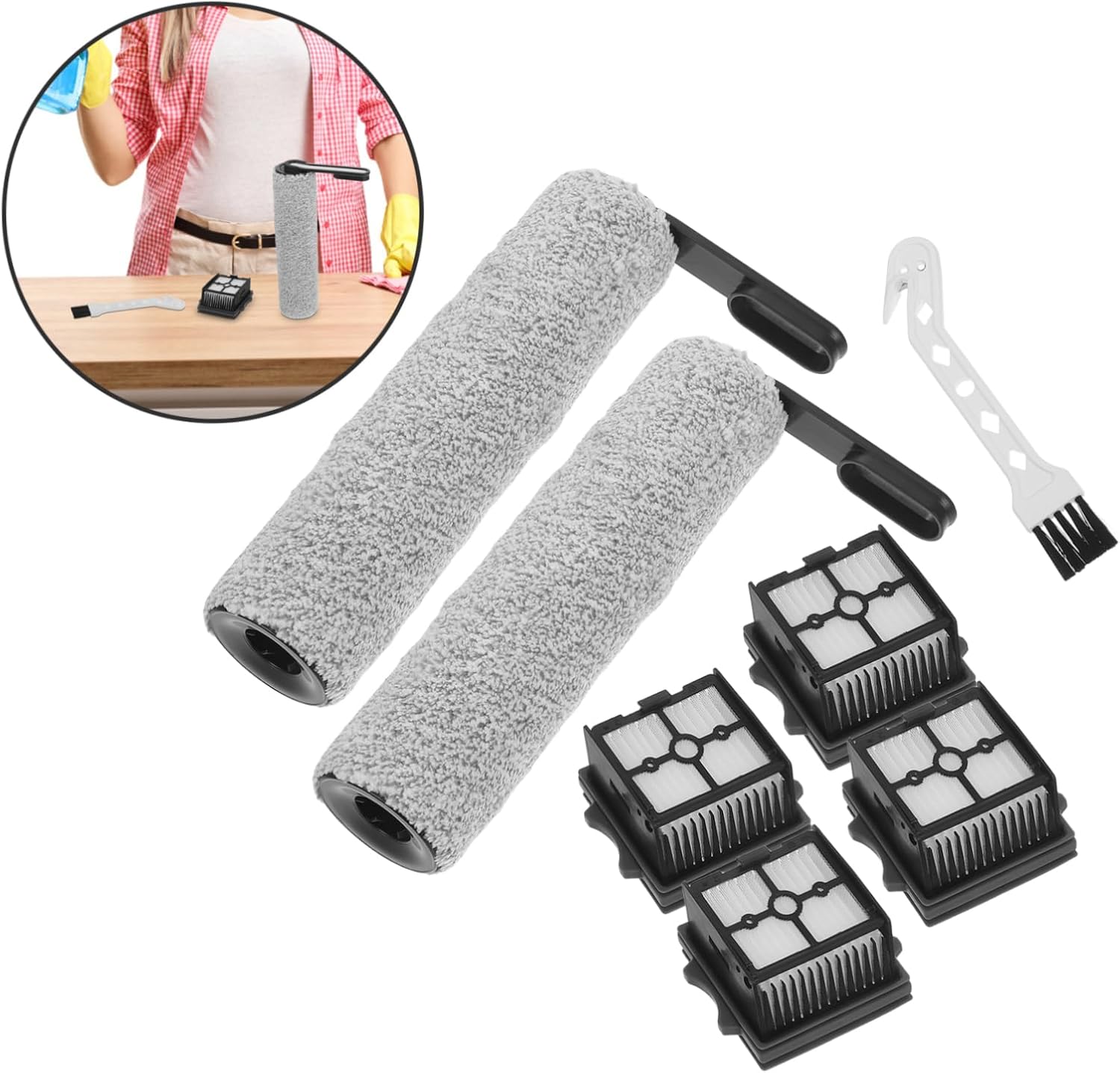 Unomor 1set Replacement Parts for Floor Scrubber Including Brush Filters and Cleaning Brush and Compatible Various Models for Floor Cleaning