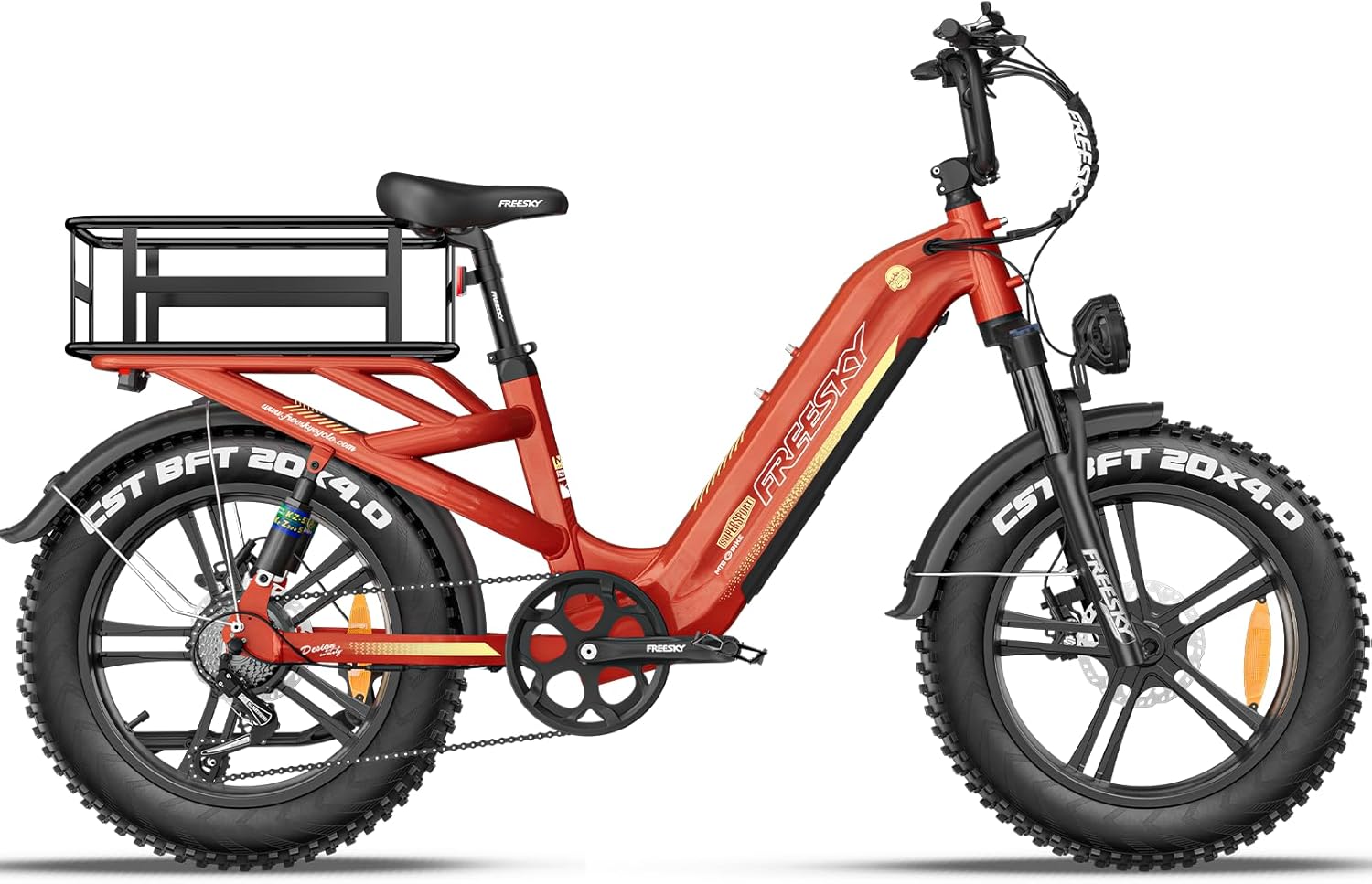 FREESKY 2500W Electric Bike for Adults,105 Miles 48V 25Ah Samsung Cells Battery Step-Thru E Bike, 33MPH Hydraulic Brakes Fat Tire EBike, 20" Full Suspension for Cargo Bicycles UL2849 Certified by TÜV