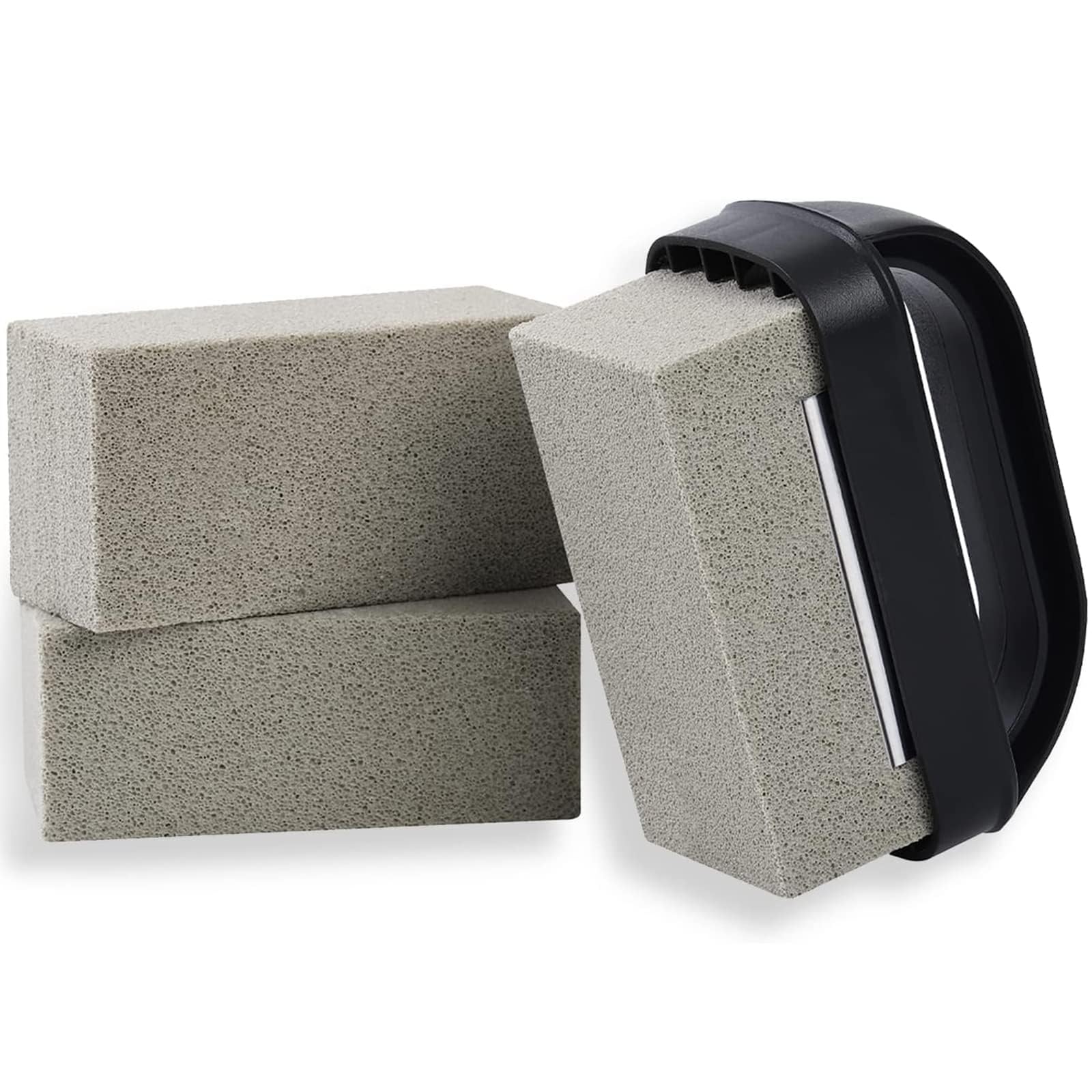 TERRIFI Heavy Duty Grill Cleaning Brick, 3 Pack Grill Stone with Handle, Outdoor BBQ Grills Cleaning Tool Brush, for Cleaning Grills or Griddles Reusable De-Scaling Stones