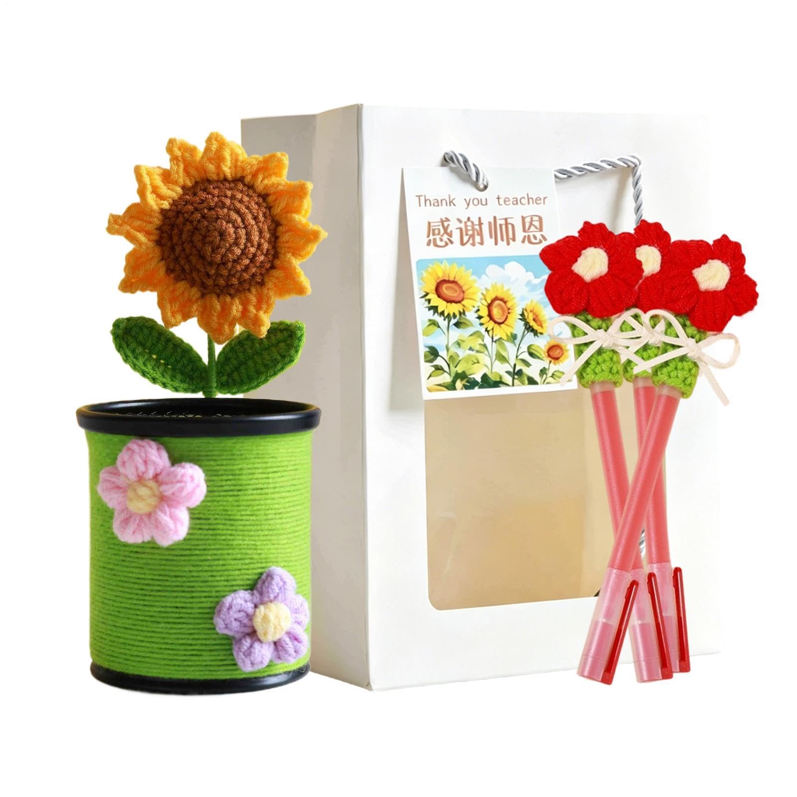 Porte-crayon mignon en crochet avec 3 crayons pour ranger avec style