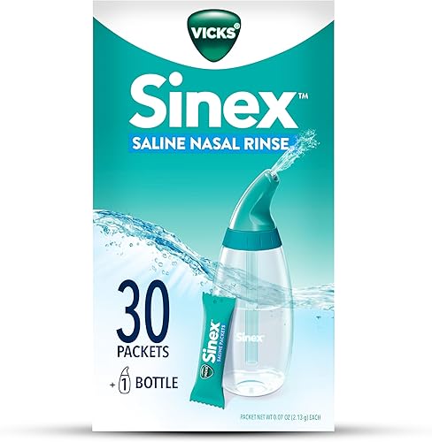 Vicks Sinex - Kit de iniciación de enjuague nasal salino, solución salina sin medicamentos, elimina moco y alérgenos, alivio rápido y eficaz para la