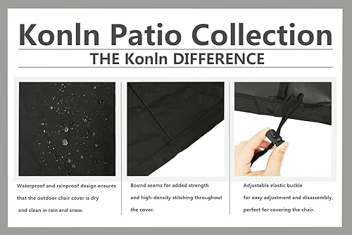 Miniatura 36 de Fundas para sillas de patio con respaldo alto, impermeables, resistentes y apilables para exteriores, fundas negras para muebles de patio, fundas