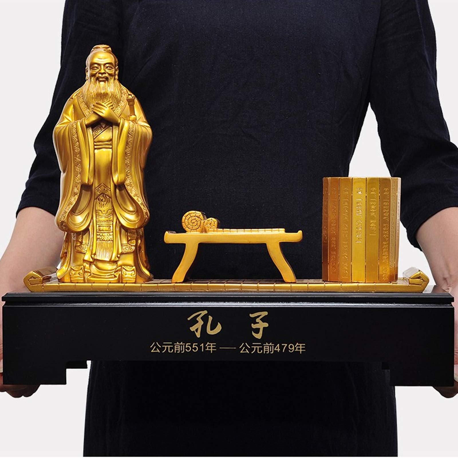 Stifthalter Schreibtisch Konfuzius Stift Bleistifthalter, chinesische Art Creative Stift Bleistifthalter Harzstift Container Schreibtisch Ornamente for Schreibtisch Home Ornamente (Golden) Schreibtisc