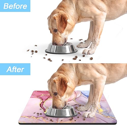 Miniatura 6 de Rnivvi Tapete de comida para perros, tapete de mármol de 16 x 24 pulgadas para alimentos y agua, tapete absorbente para perros y gatos, tapete