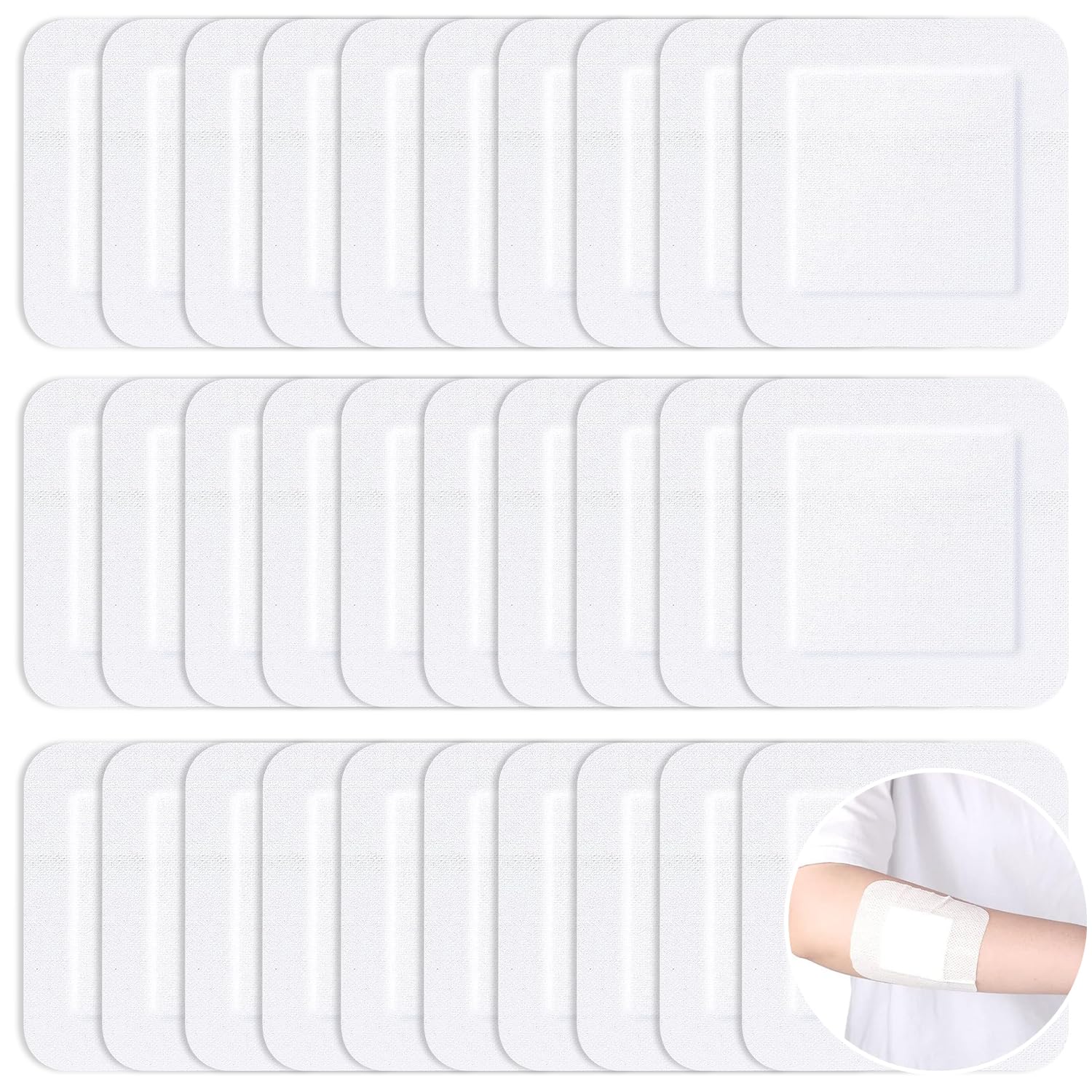 Lonimia30 Pcs Bordered Gauze-Island Dressing Wound Bandage, Sterile Adhesive Gauze Pads, Breathable Adhesive Bandages with Non Stick Pad for Wound Care (4 x 4 Inch)