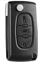 AUTOZOCO 3 Button Car Key Remote Case Compatible with Citroën C2 C3 C4 C5 C6 C8 Picasso Xsara and Peugeot 207 307 407 408 – CE0536 – Open, Close and Trunk Buttons, with Battery Socket