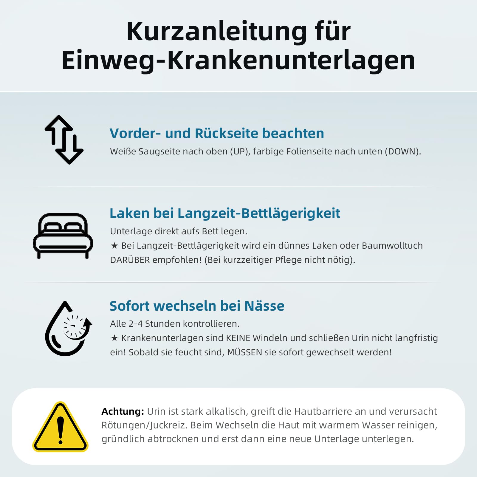 EasyVibe Wegwerf-Bettpads für Inkontinenz 60x90cm-60 Stück Betteinlagen Inkontinenz Einweg Erwachsenen, Heavy Duty Bettpads Inkontinenz, Einweg-Wickelunterlagen, Pee Pads Extra Large