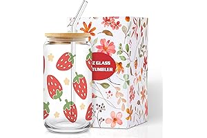 Gifts for Women - Personalized Glass Cups with Lids and Straws, 16oz Iced Coffee Cups