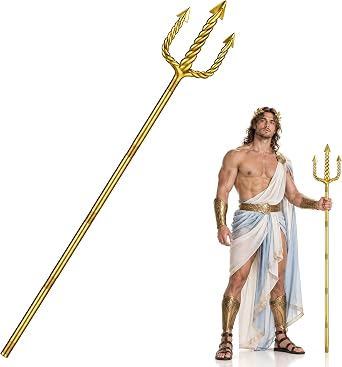 Gold Trident 54In Neptune King Poseidon Costume Spear for Adults Halloween