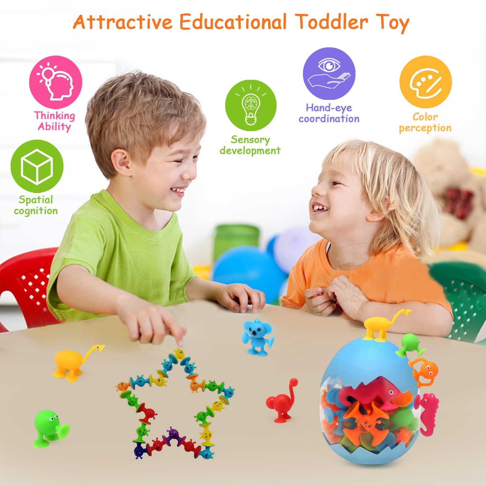 Giocattoli Ventosa 27 Pezzi PBUSPU - Animali Silicone Per Bambini 3-6 Anni, Gioco Sensoriale Montessori - Foto 9