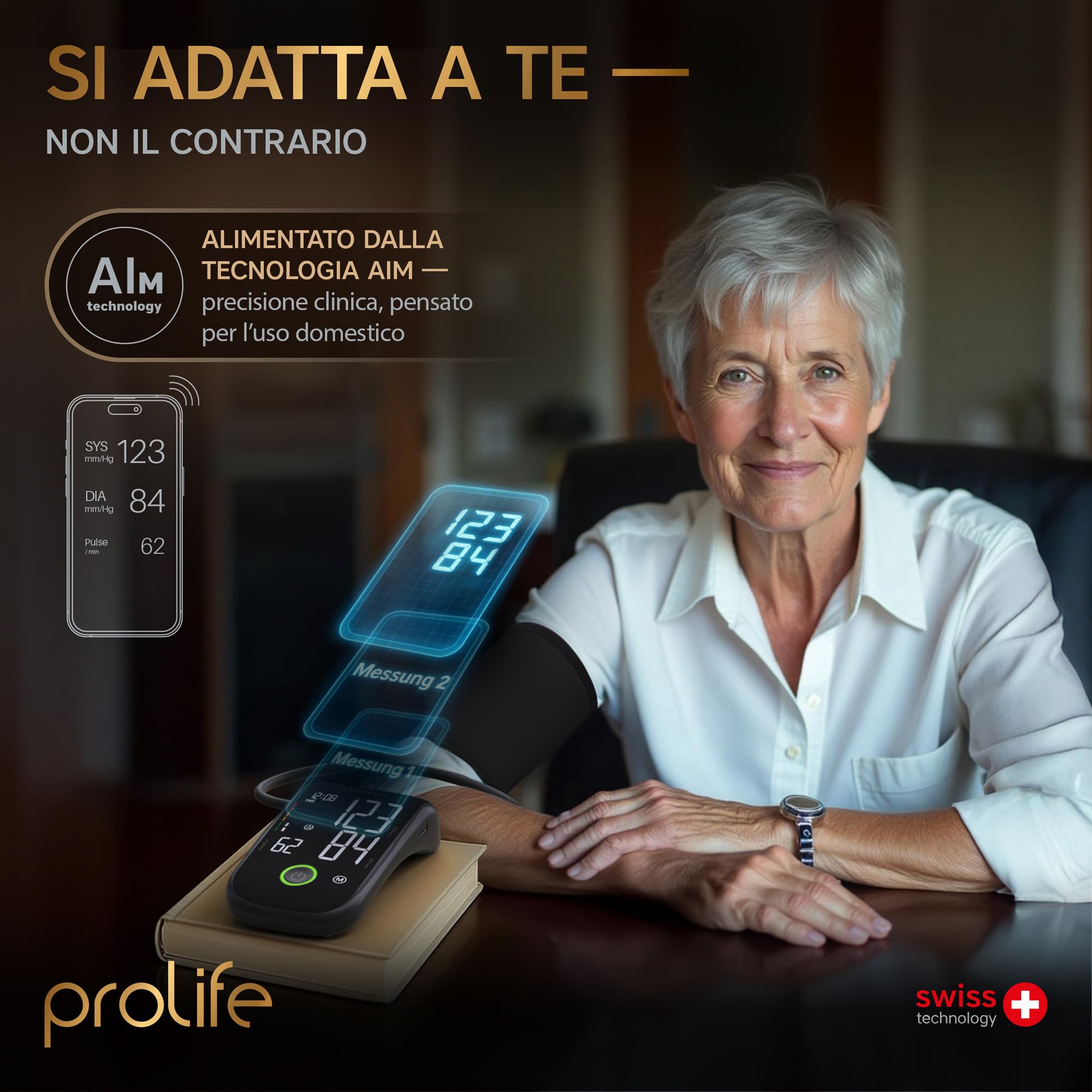 Prolife PX7 Premium Tensiómetro de Brazo Digital con Tecnología AFib Smart, Medidor de Tensión Arterial Bluetooth Homologado con Manguito