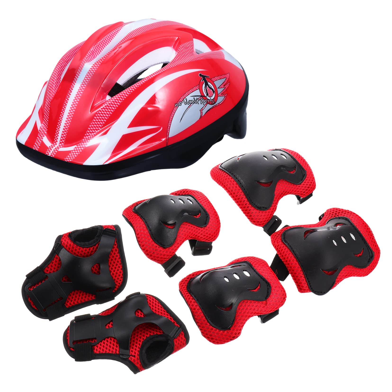 Kisangel 1 Set/7pcs Roller Skateboard Protector Kids Outdoor Gear Cycling Gear Sports Knee Pads Kids Skating Pads Skating Helmet Kids Safety Helmet Kit Skating Protective Gear Elbow Guard