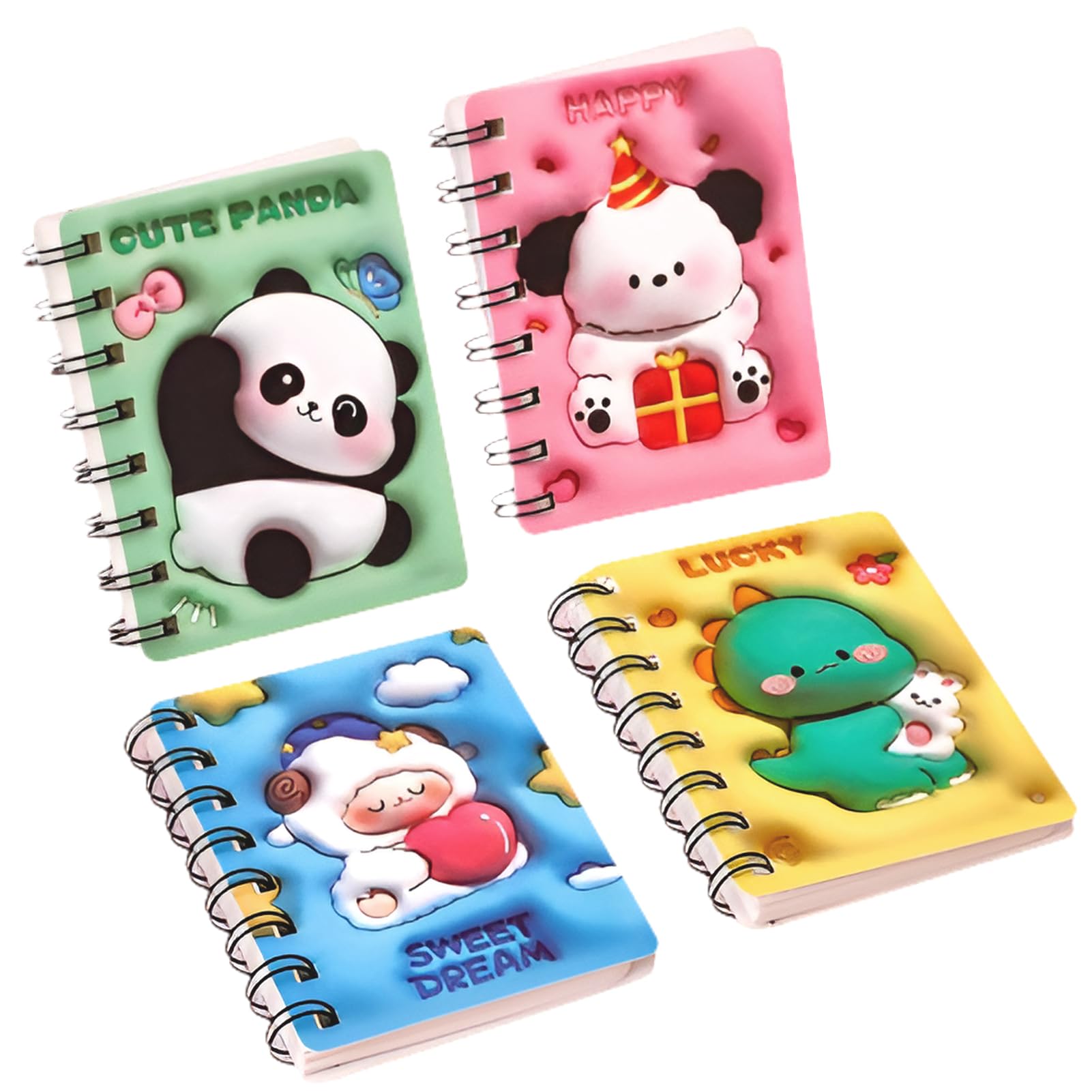 Small Spiral Notebooks, A7 3x4" Pocket Mini Notebooks With Cute Animals Thick Hard Cover, Tear Off Sheet Tiny Notepad, Mini Pads for Home Office School Supplies Kids Women Party Favors Birthday
