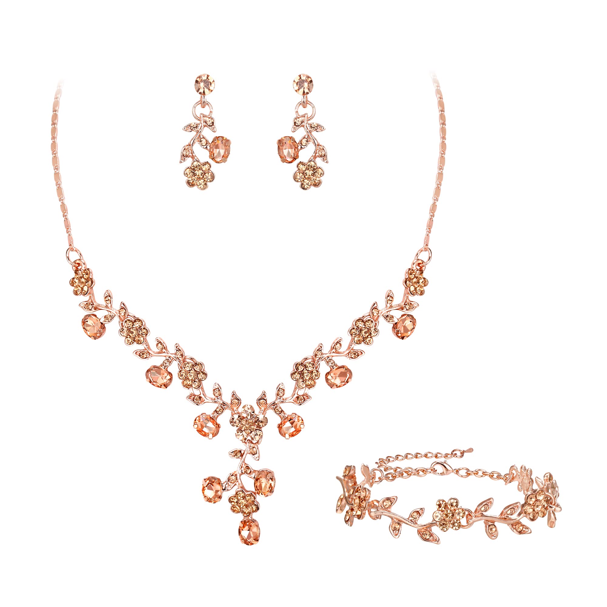 Conjunto de collar y pendientes de cristal para novias de EVER FAITH 7