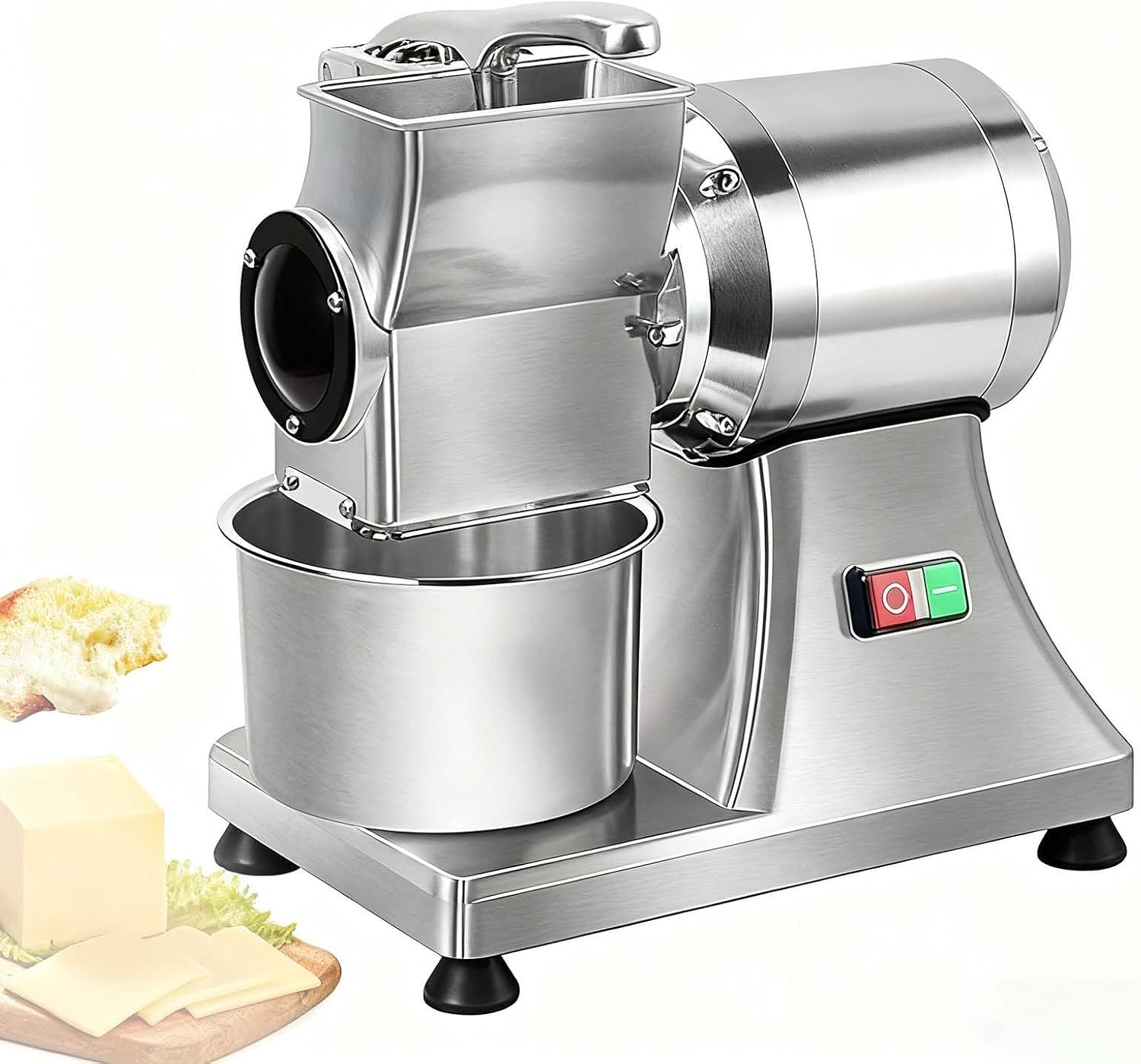 Electric Cheese Grater Heavy Duty, 900w Stainless Steel Electric Cheese Shredder With Bucket, 60kg/132lbs Per Hour Automatic Grinder For Block Cheese, Nuts, Chocolate - Pizzeria & Deli