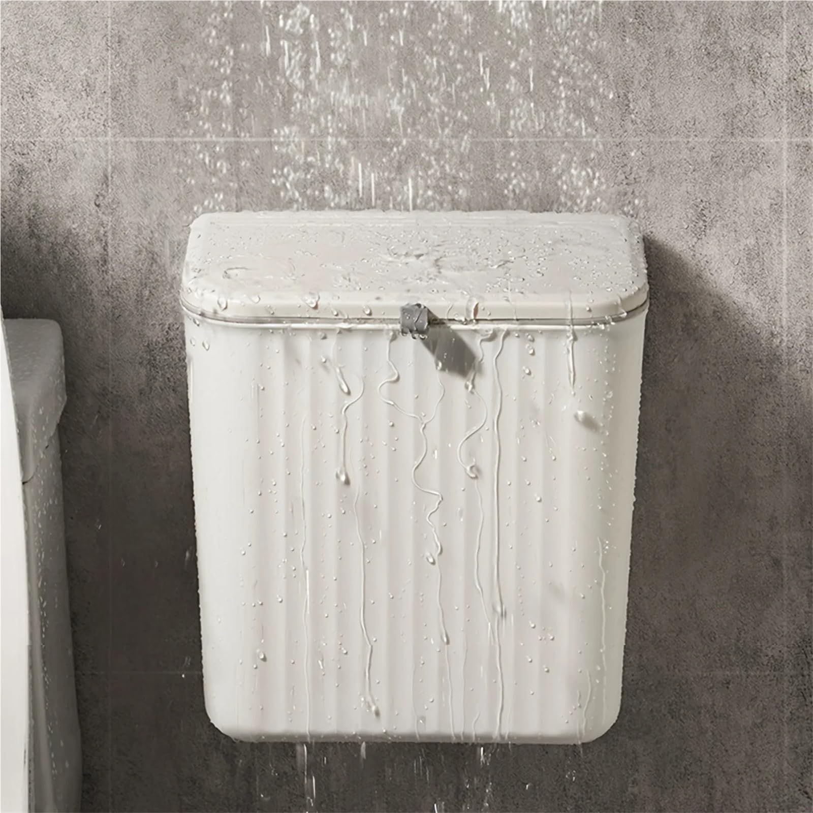 Cestino A Parete Pattumiera da Parete in Plastica, Design Quadrato Salvaspazio, Pattumiera da Bagno 2 in 1 con Porta Carta Igienica(L)