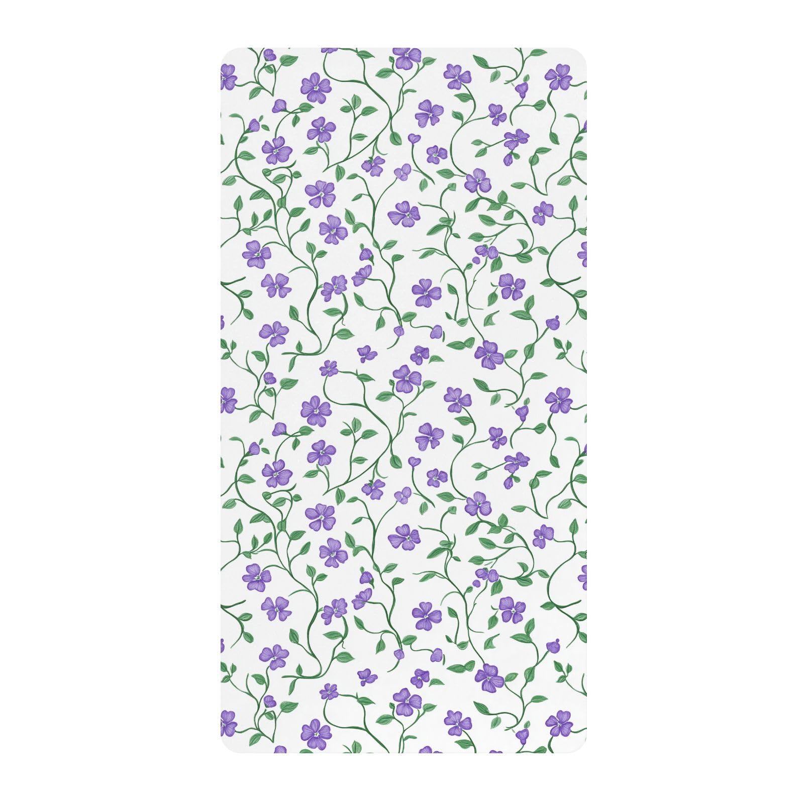 Lenzuola per culla in cotone con fiori viola e viti verdi, lenzuolo morbido per culla per cameretta dei bambini, 1 confezione de cuna para ni?a