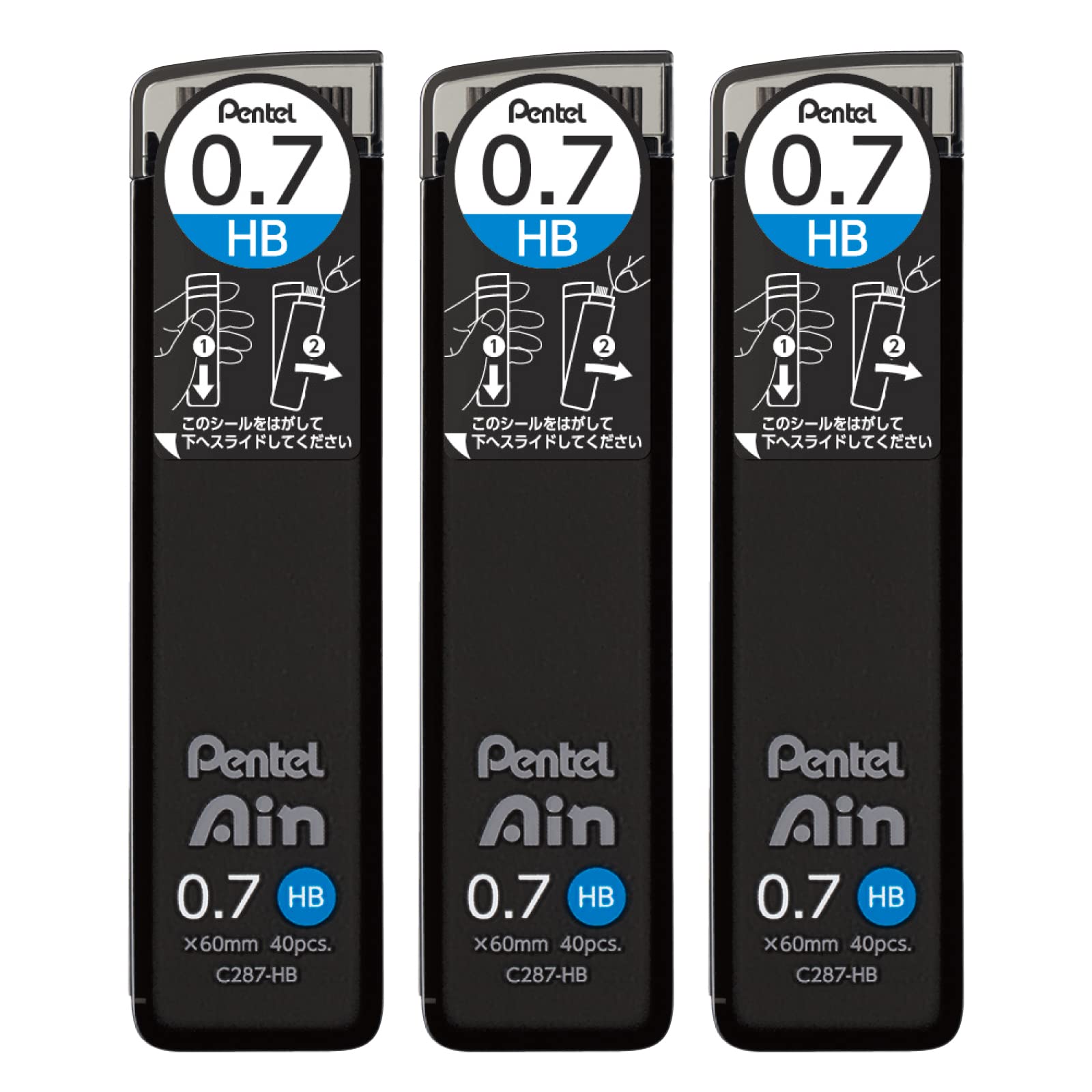 Pentel Ain Mechanical Pencil Lead 0.7mm HB 3-Pack Break Resistant Japan