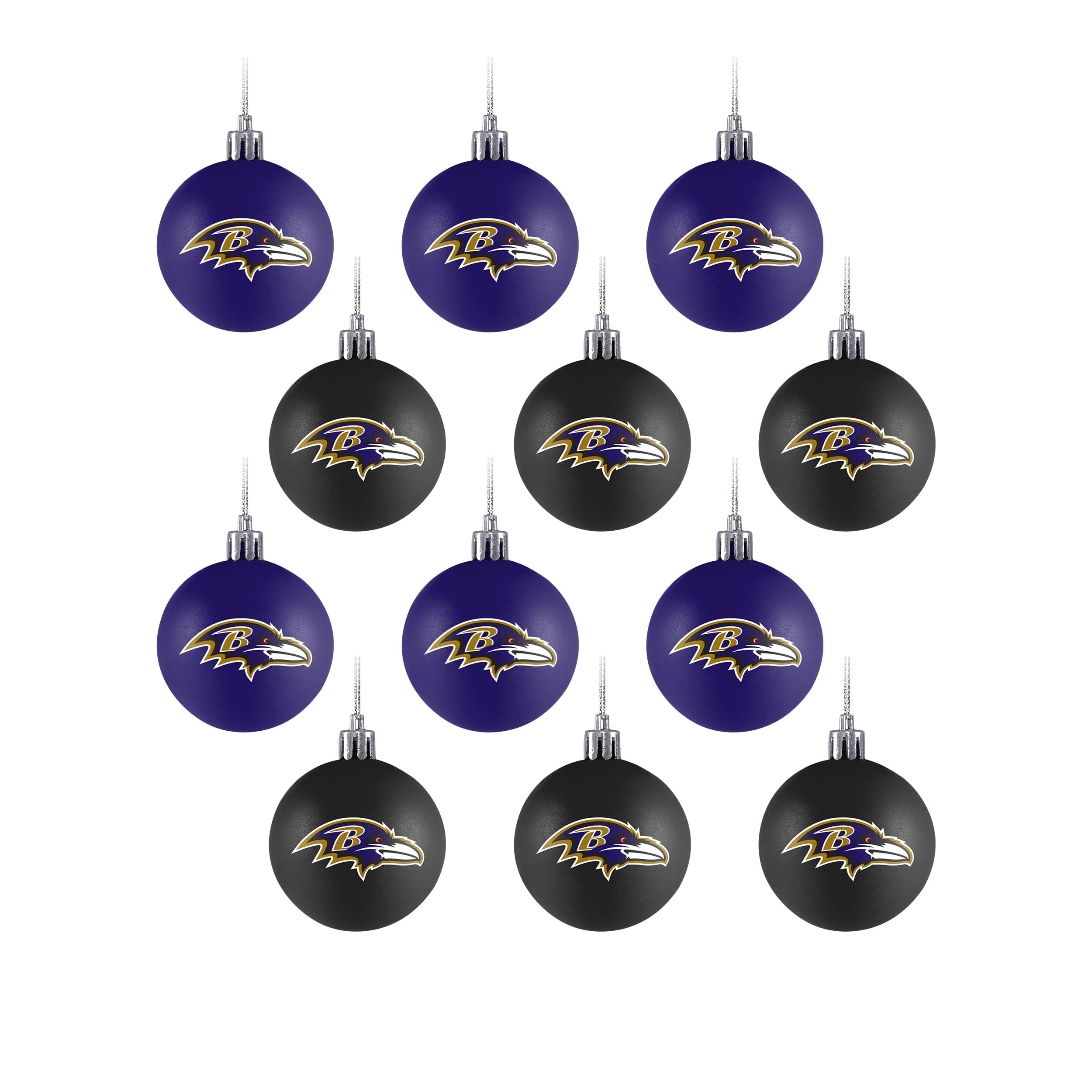 FOCO NFL Team Logo 12-Pack Ball Hanging Tree Holiday Ornament Set