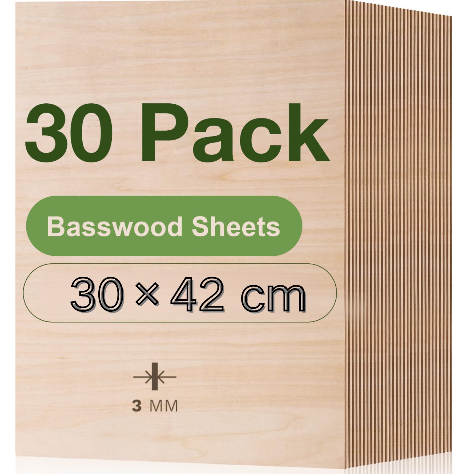 ROBOTIME Plywood 3 mm A3 Pack of 30, 300 x 420 mm Raw Wood Board Birch Board Sheet Cutting Pyrography Laser Wood Rectangular