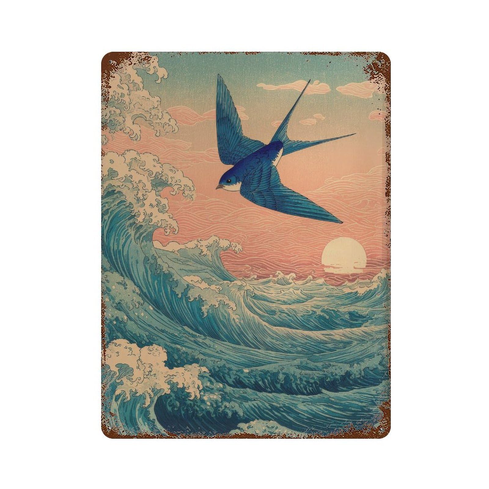 xiaoxiaoshen Sow Bird. Japanese Ukiyo Wall Decor Art Metal Tin Poster Modern Home Decor Art Home Bar Shop Decorations Vintage Sign 40x30cm