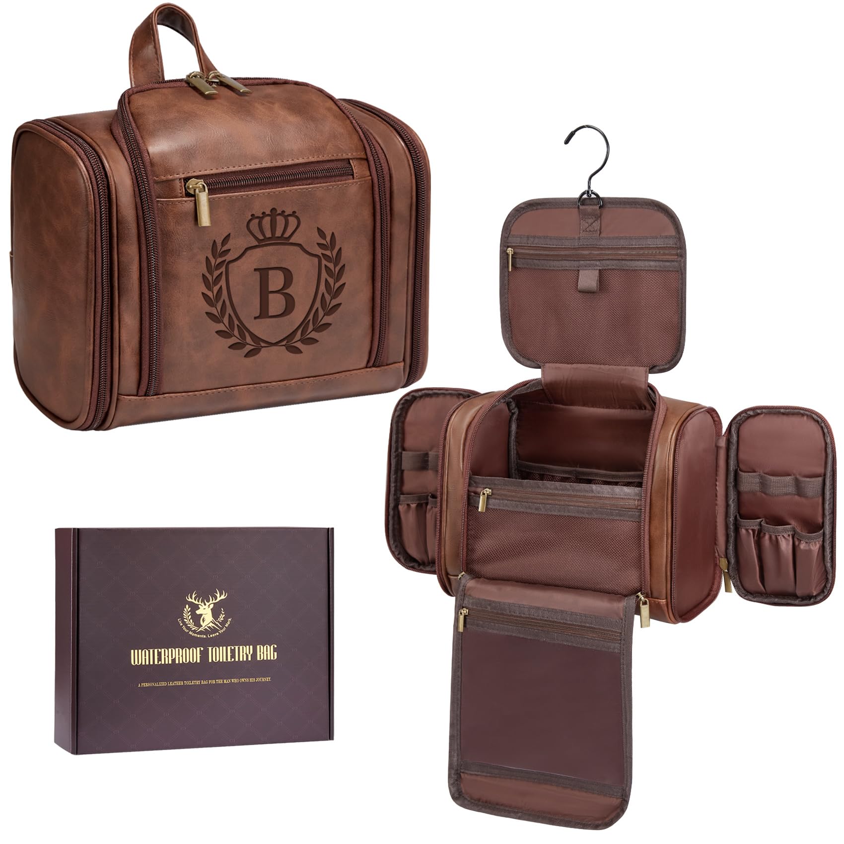 Beauty case in pelle da viaggio Dopp Kit per uomini, papà, marito