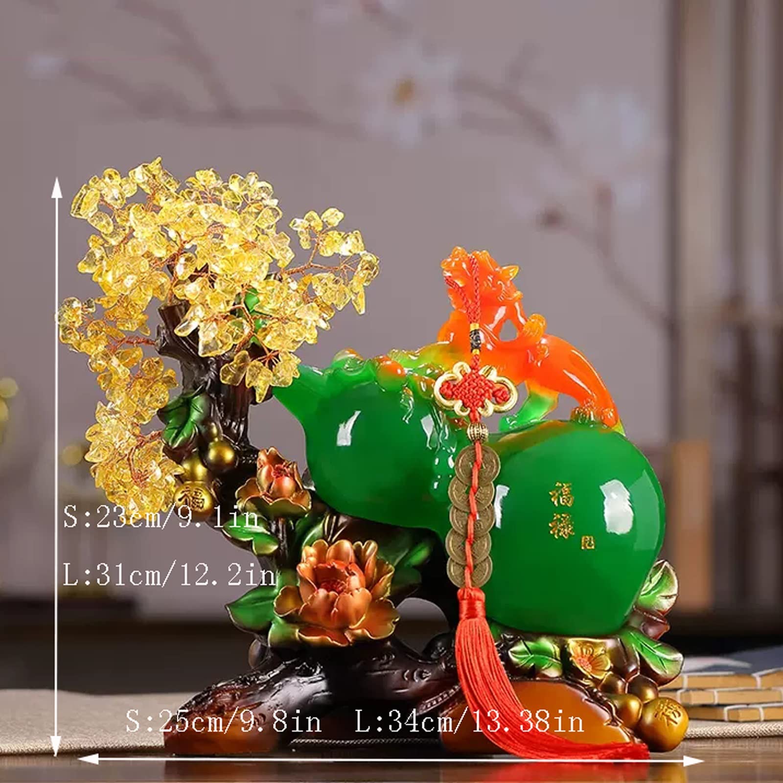 Ręcznie Cytryn Feng Shui Tykwa Lucky Tree Art Office Sypialnia Festiwal Dobrobyt Wystrój Prezent na parapetówkę o bogactwo i szczęście(Mały)