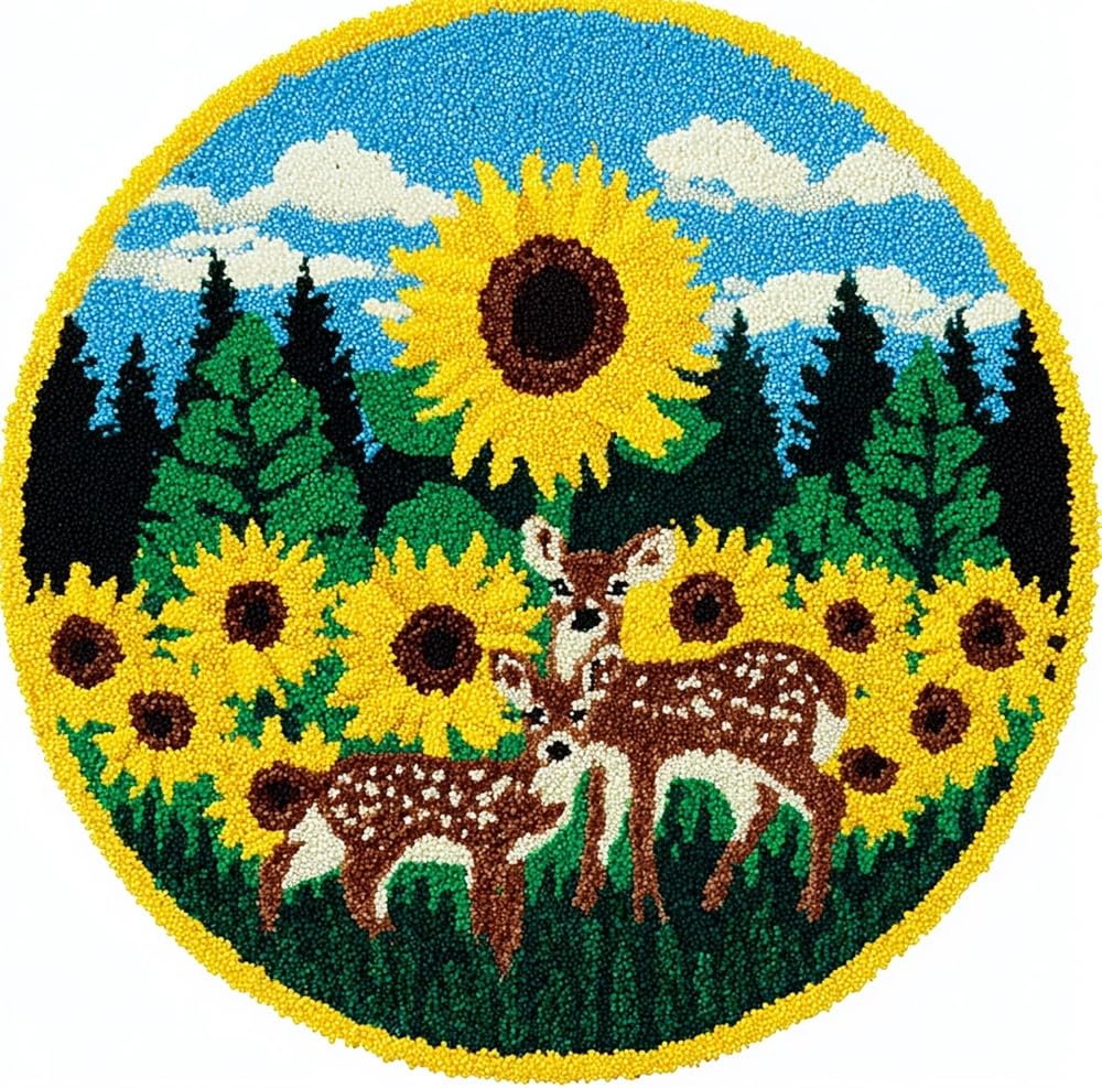 kitphoenix Rug Craft Kit Sunflower and Deer