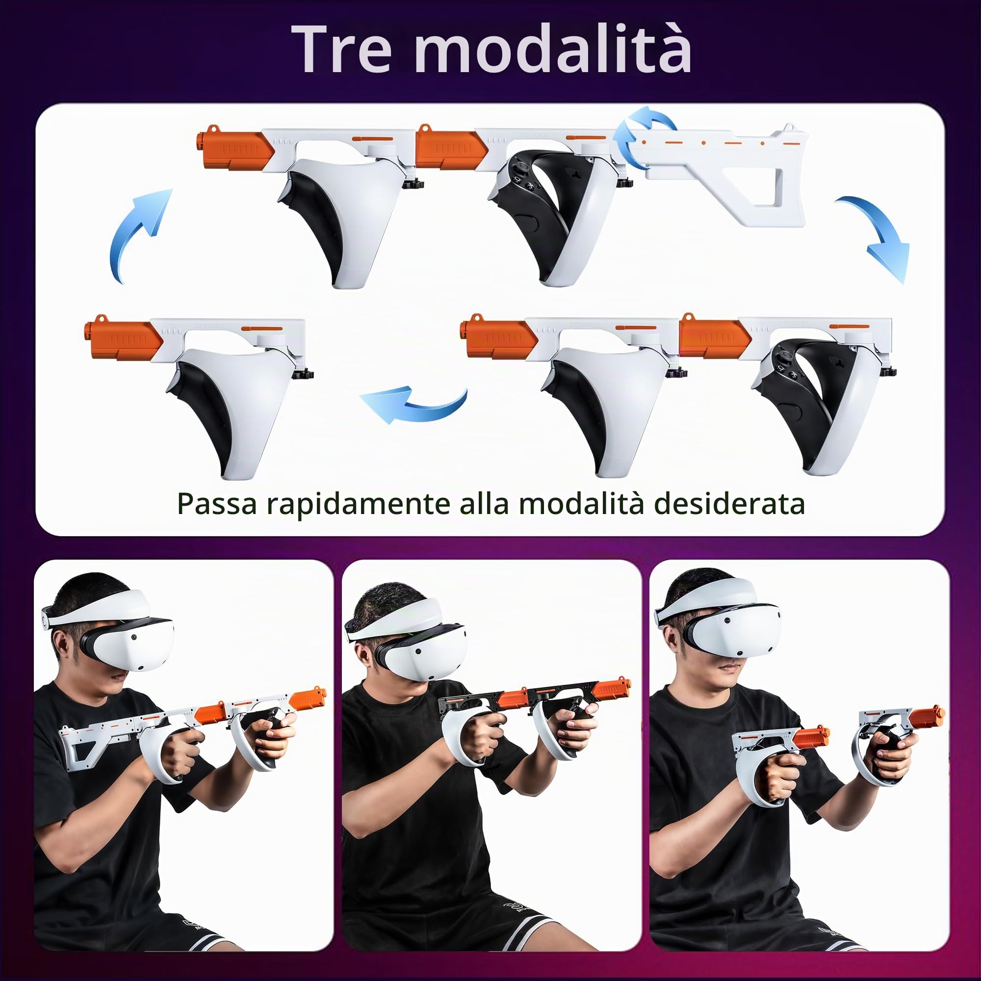 Supporto magnetico per controller modello pistola/mitragliatrice VR per PSVR2, supporto rapido per impugnatura per fucile per gioco di tiro accessori PlayStation VR2