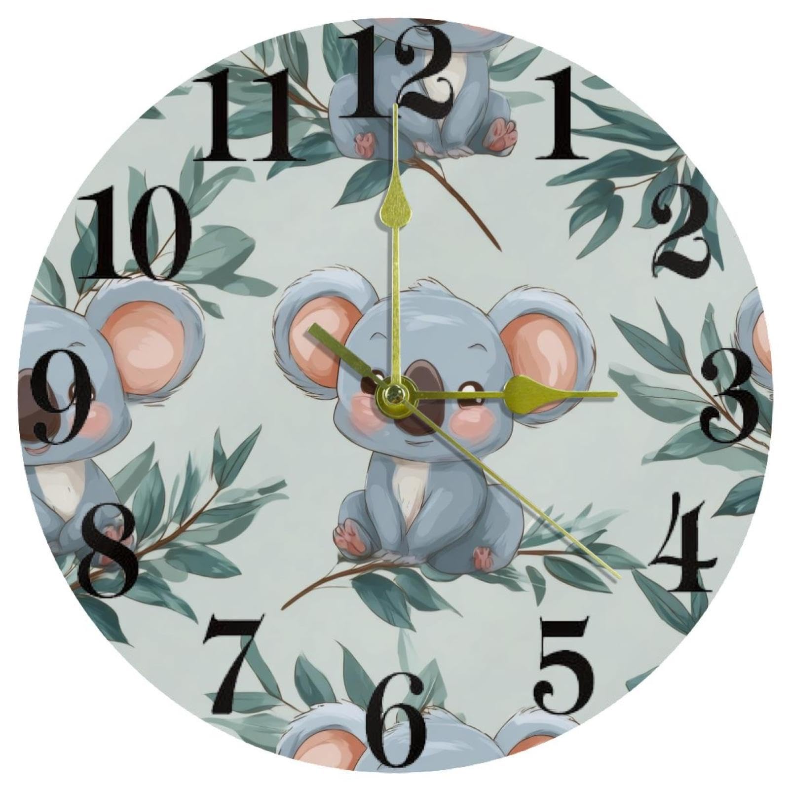Horloge sans tic-tac ronde koala pour retrouver un sommeil calme