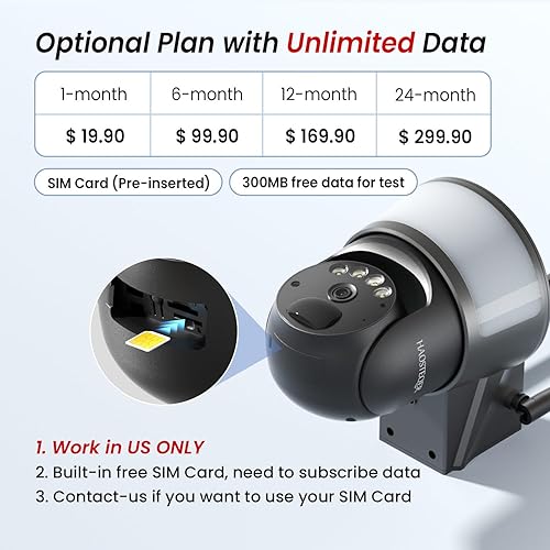 Miniatura 2 de Cámara de seguridad celular inalámbrica 4G LTE para exteriores, sin WiFi, funciona con energía solar, detección PIR, cámaras de 360 para seguridad