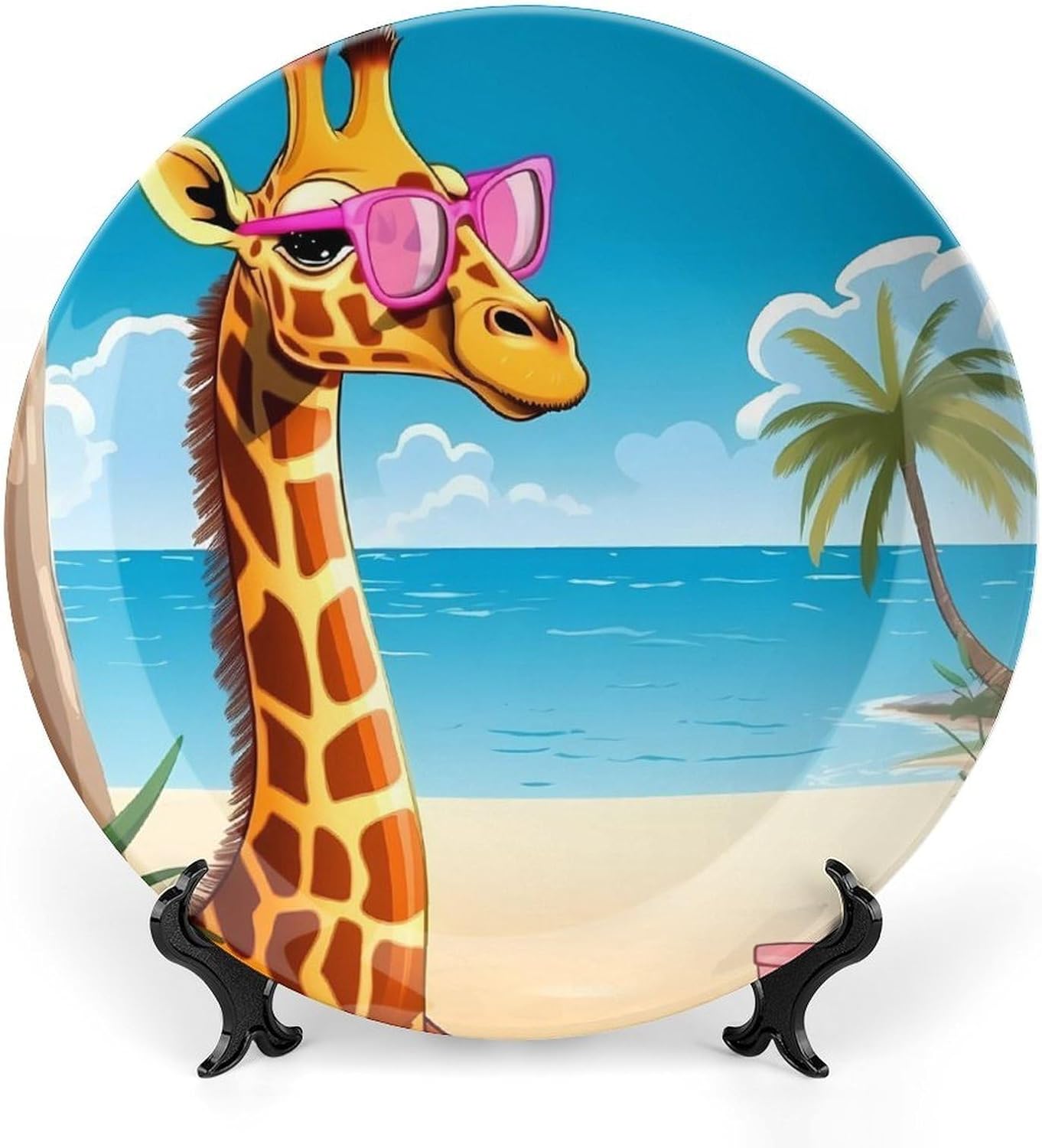 Giraffe Beach Ceramic Decorative Plate for Home, Bone China Plates