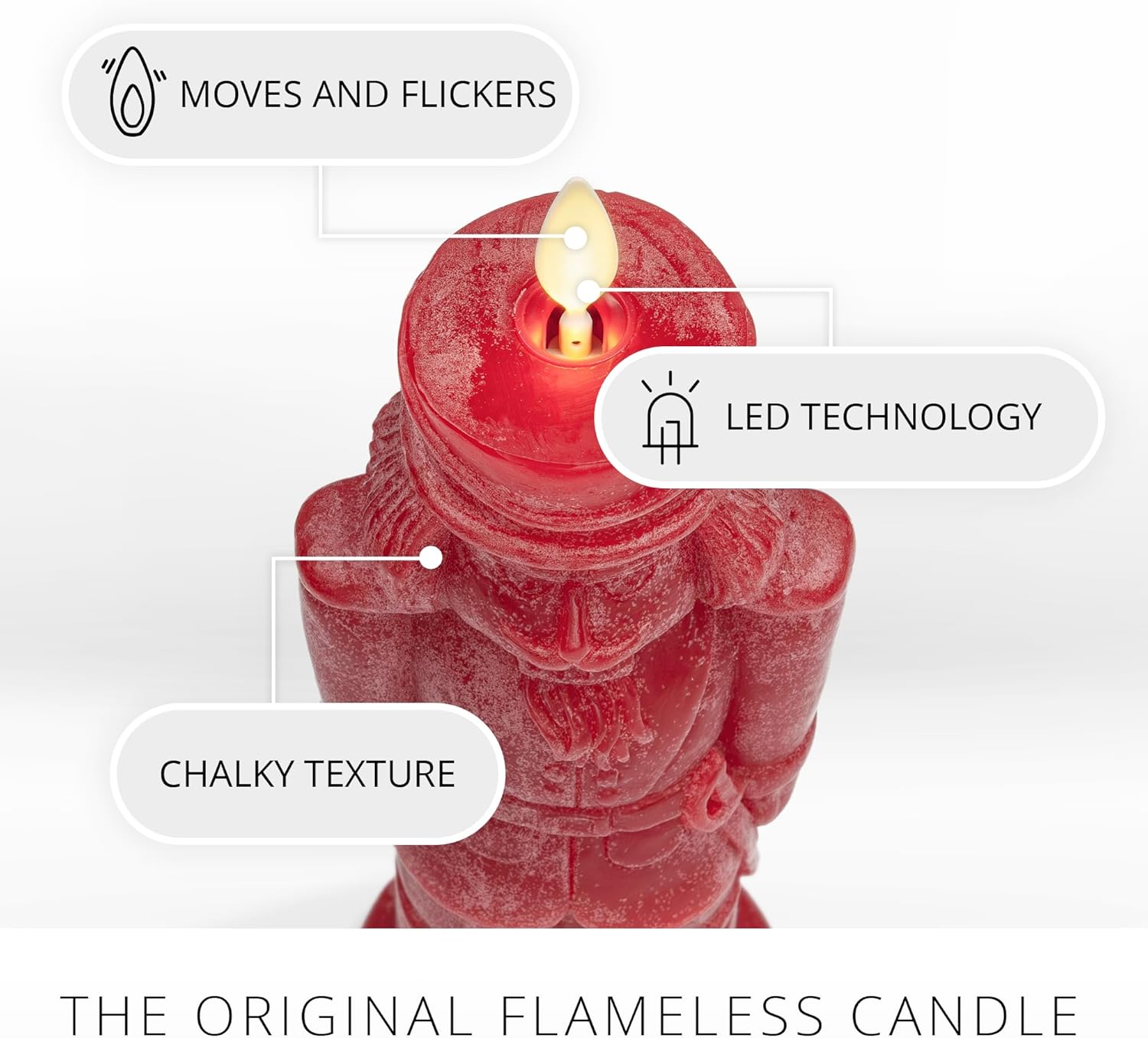 Luminara - Flameless Holiday LED Candle Battery Operated Moving Flame - Red Nutcracker - Pack of 1-3x7 - Unscented Indoor Realistic Flickering Safe - Image 3