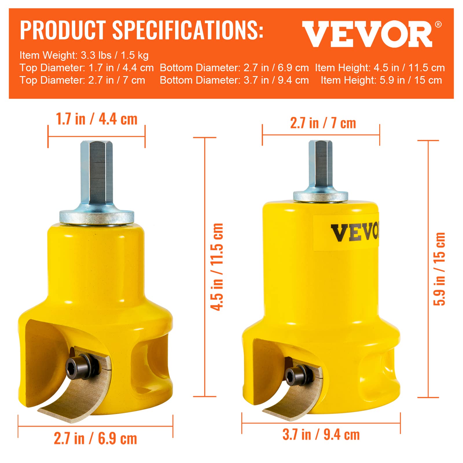 VEVOR Cortador de espiga, 1"/25,4 mm y 2"/50,8 mm de diámetro, con cuchillas curvadas dobles y tornillos de botón, kit maestro para el hogar, cortador de muebles de troncos de aluminio y acero de pr