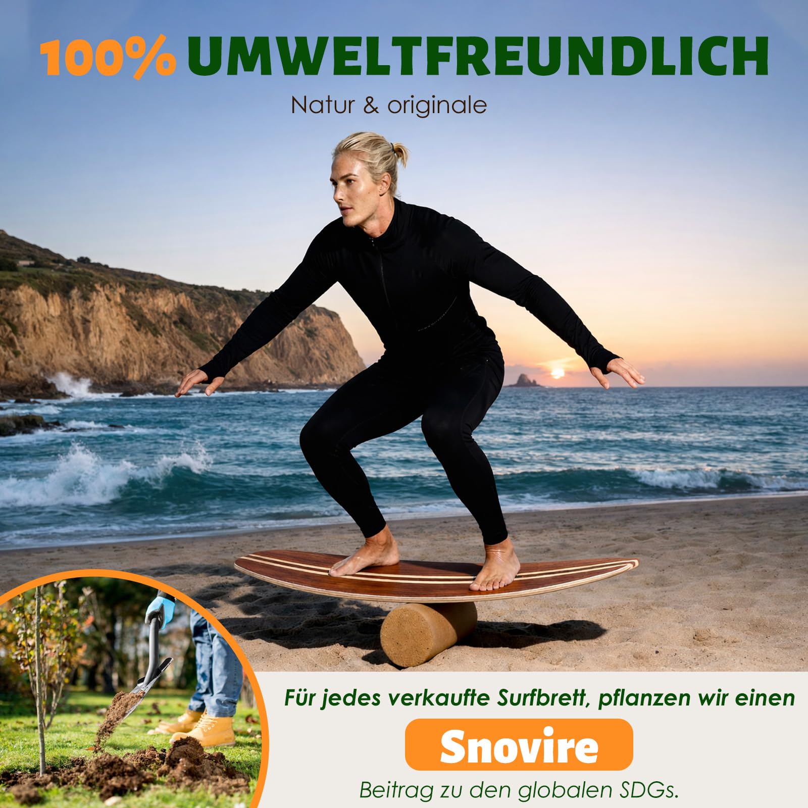 Balance Board, Holz Balance Board Erwachsene Gleichgewichtstrainer Mit Korkrolle, Kork Halbkugel und Gummiball, Balance-Trainer mit rutschfester Oberflächenbehandlung
