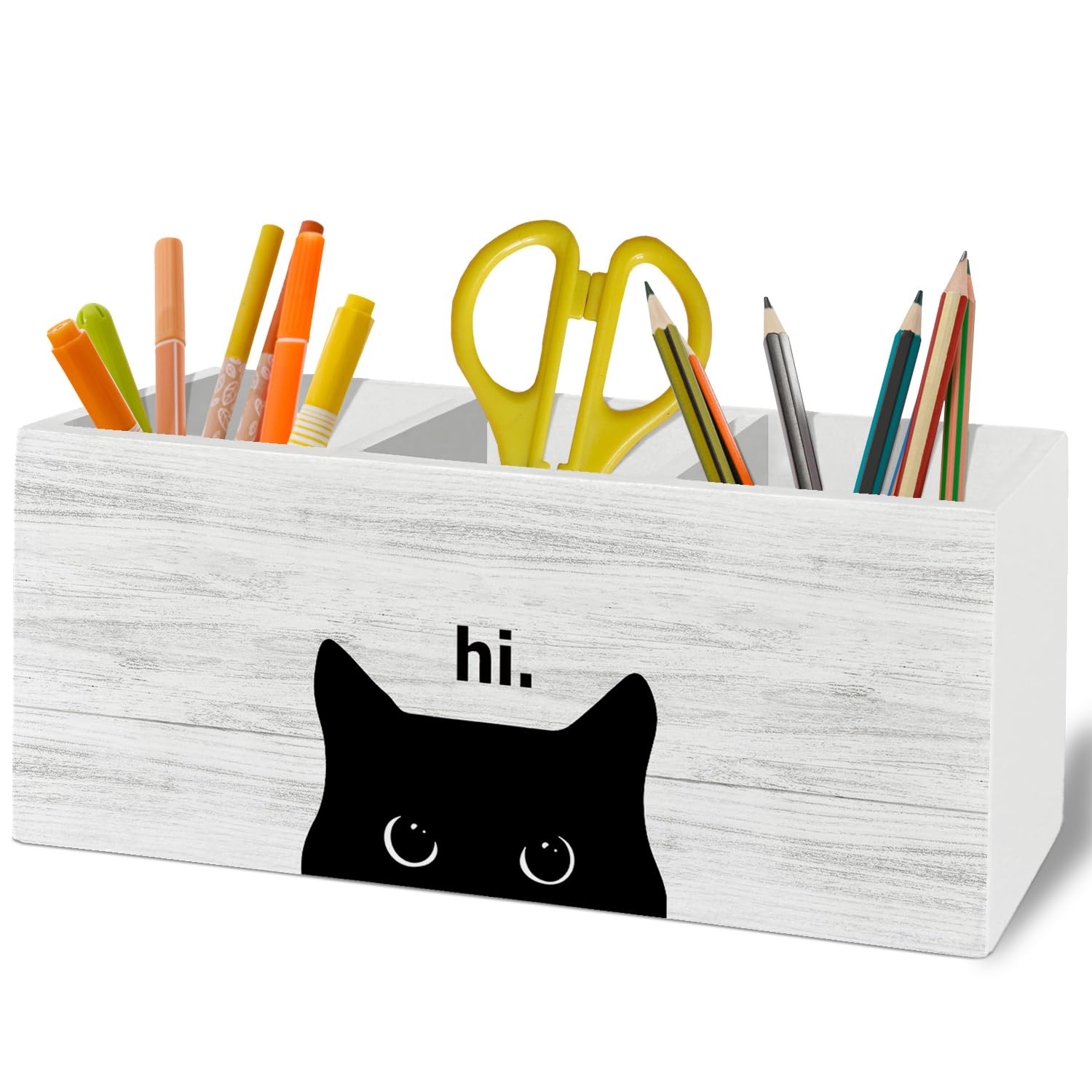 Stiftehalter für Schreibtischzubehör, schwarze Katze, Mutter, Dame, Liebhaber, Besitzer, Geschenke, Holzbox, Schild, Schreibtisch-Dekoration für Zuhause, Büro, Haustierliebhaber, Geschenke