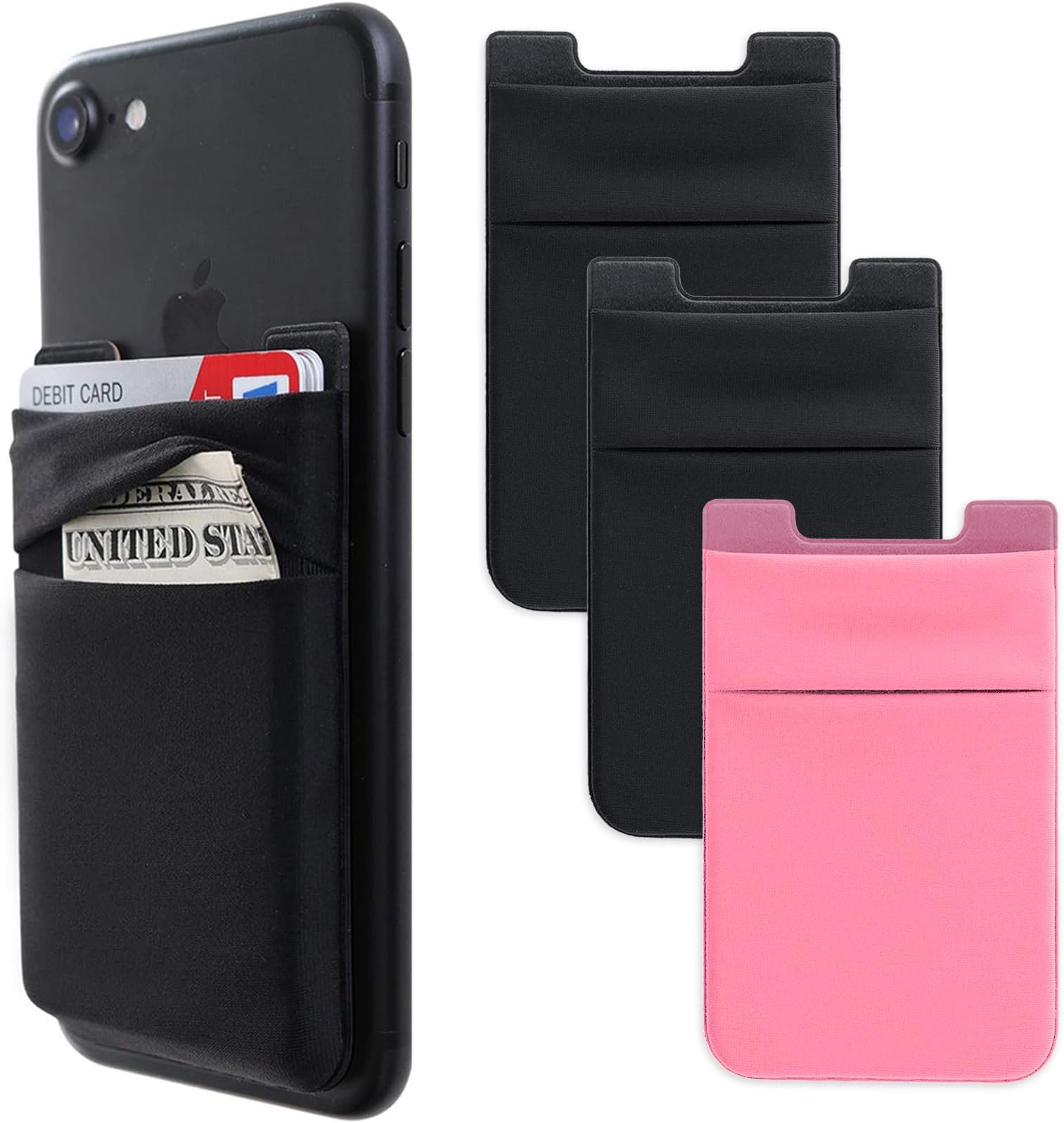 Cell Phone Wallet Pocket, 3 Packs Self Adhesive Stick on Wallet (for Credit Card