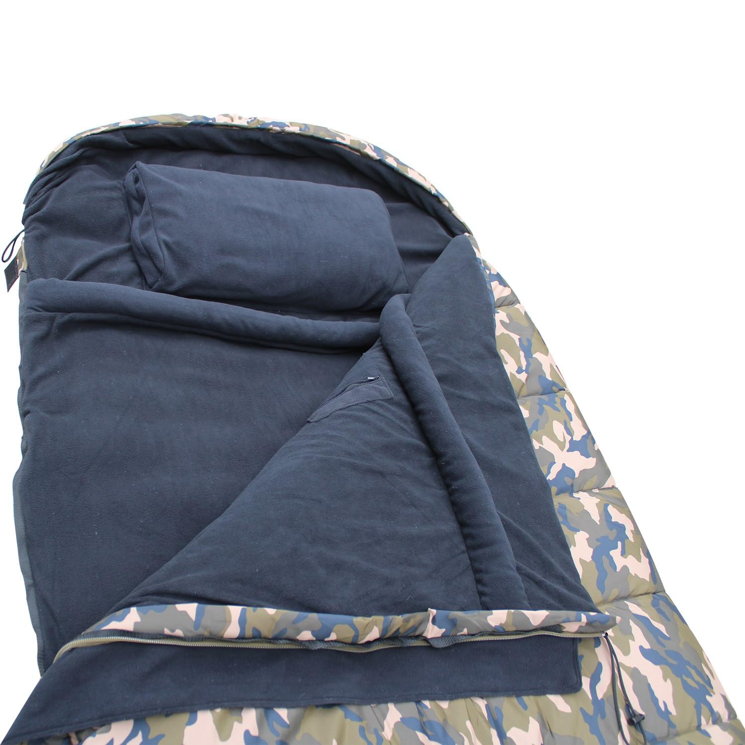 Saco de dormir para pesca de carpas, 5 estaciones, forro polar con almohada, camping, senderismo, mochileros, viajes