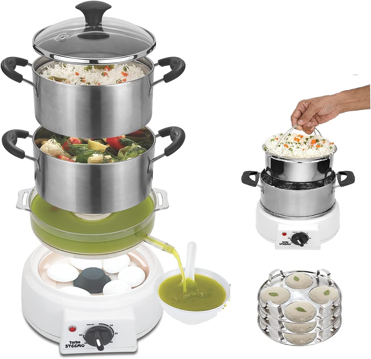 STEEMO SEMI SS MODEL MULTI STEAM COOKER VEGETABLE STEAMERS IN FOOD GRADE STAINLESS STEEL