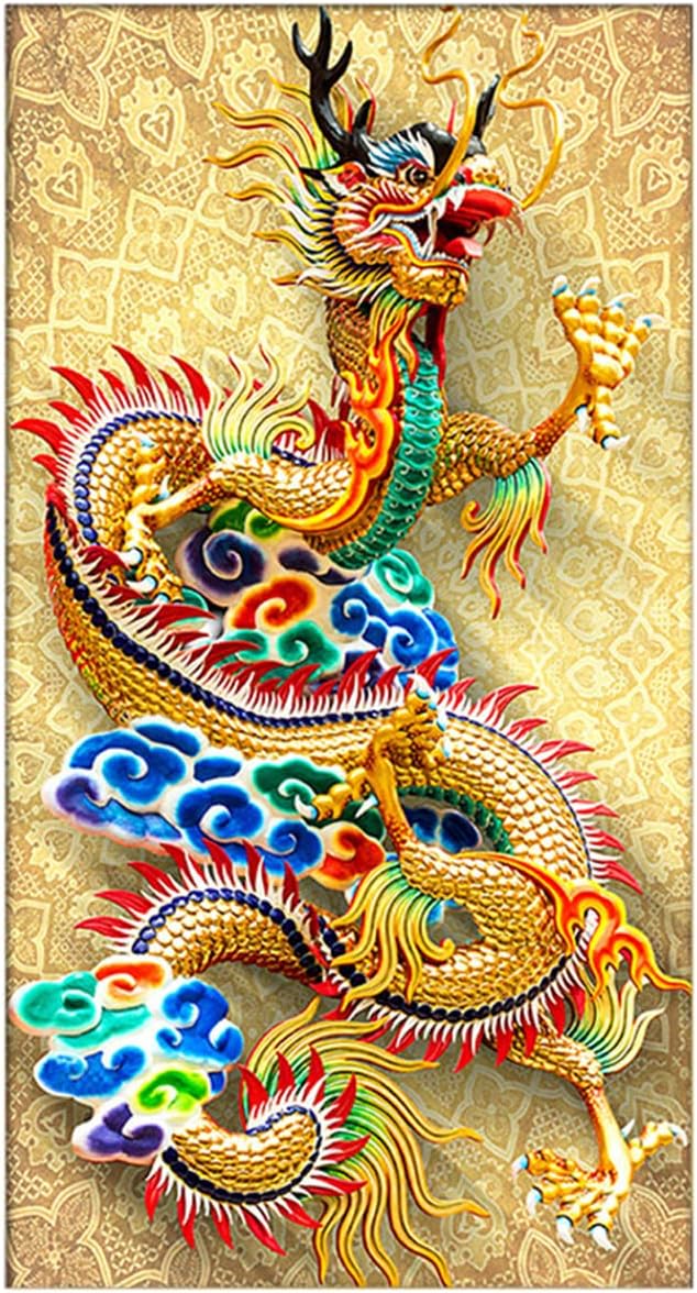 Instarry 5D DIY Diamond Painting Large Size Full Drill Chinese Dragon Rhinestones Cross Stitch Living Room Kitchen Wall Decor 40.6x23.6 inch