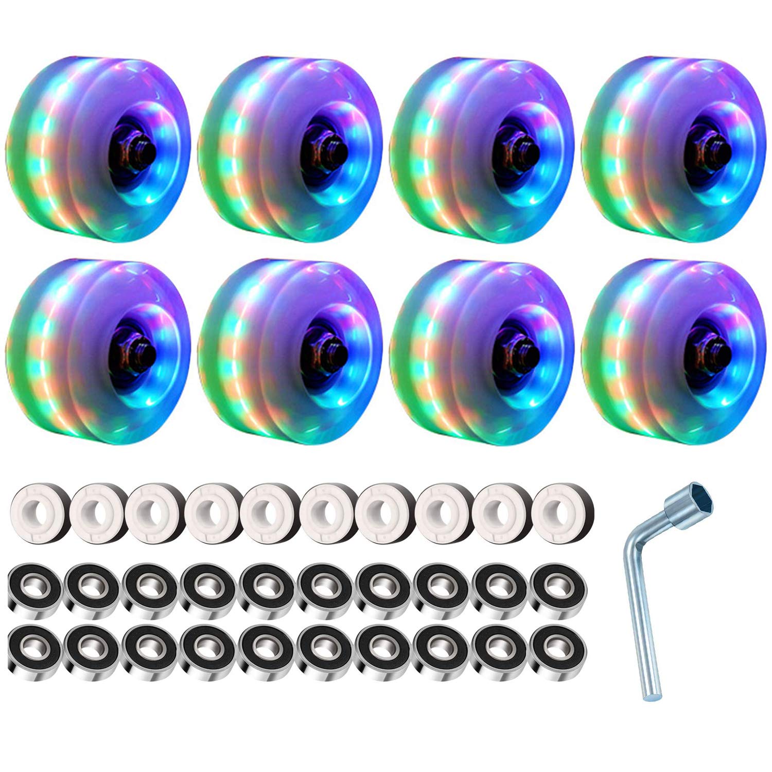Buy ILMU 8 Piece Roller Skate Wheels Outdoor Light Up Rainbow Quad