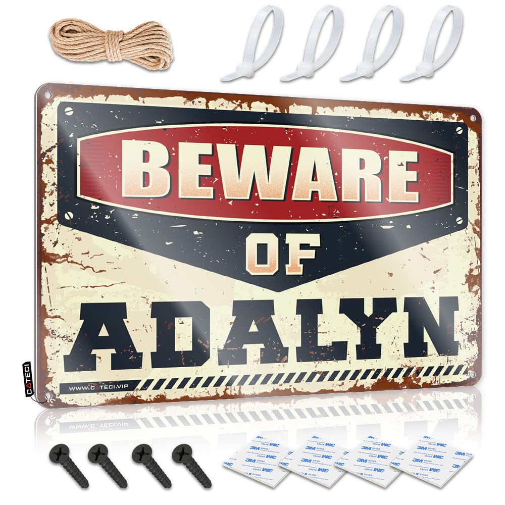 Decor For Man Cave Beware Of Adalyn Tin Sign Funny Beer Sign Cave Door Sign(30X40CM)