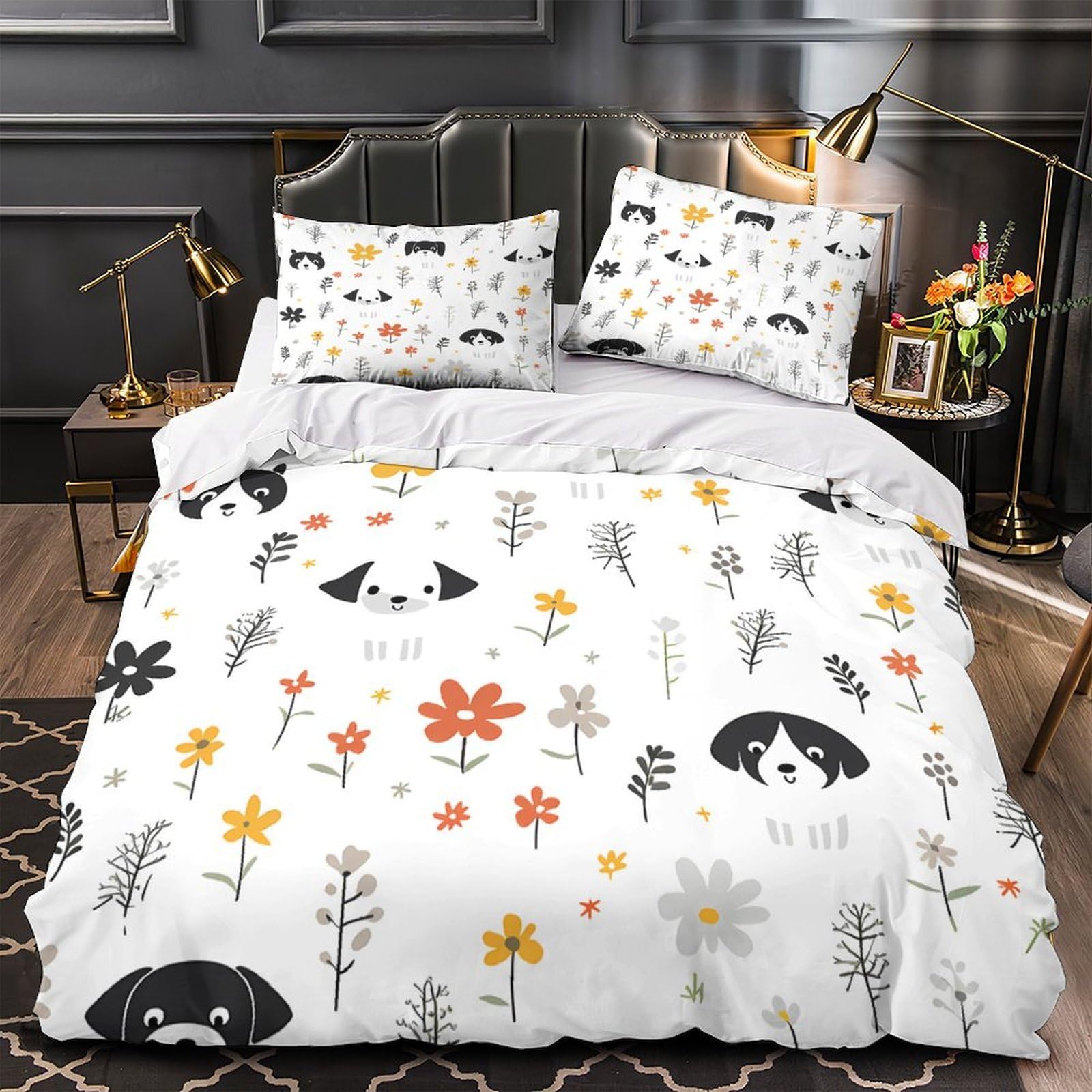 Housse de Couette Chien Parure de Lit 3D Imprimée Fermeture Éclair