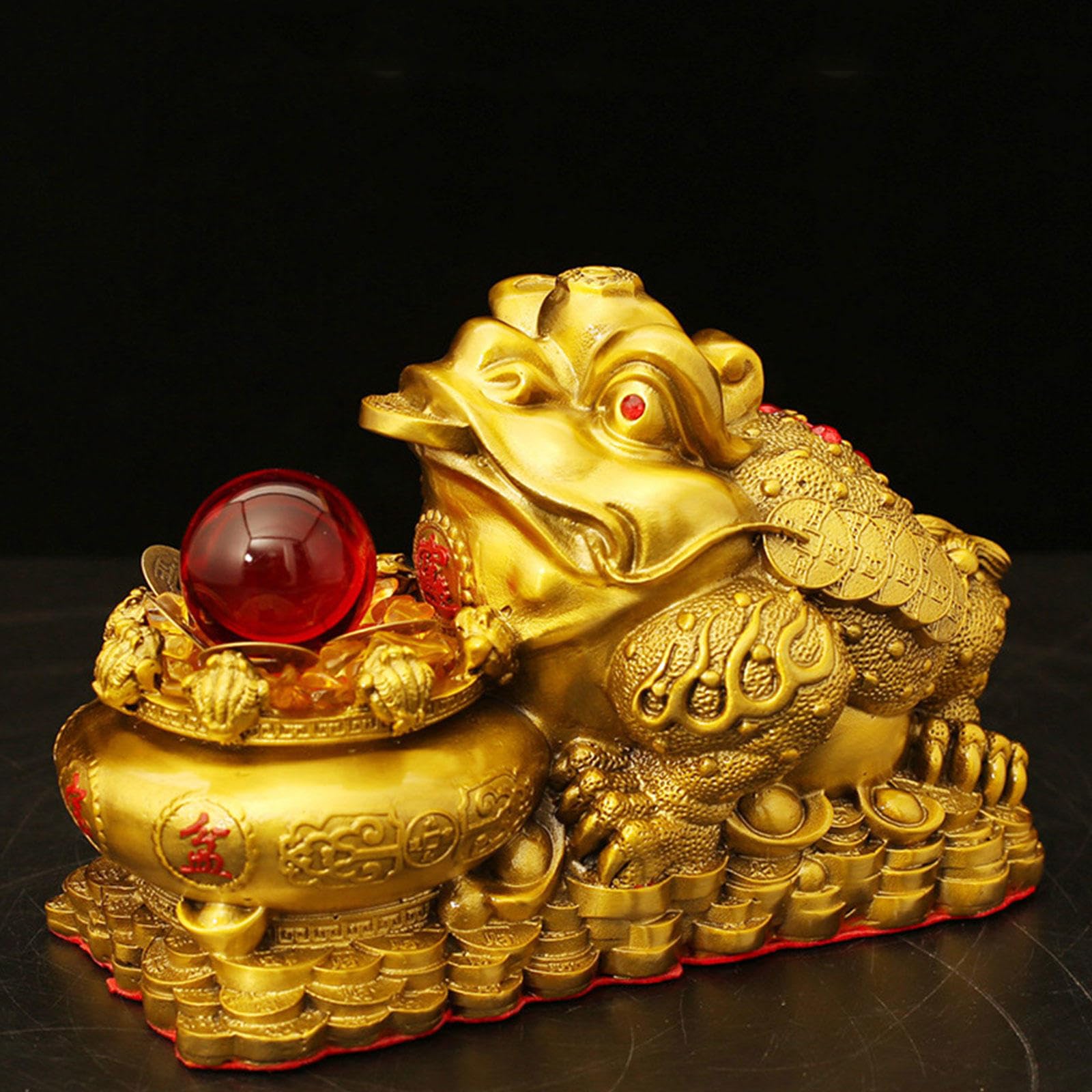 Amazon.co.jp: 風水 金のヒキガエル 幸運のお金のカエル 中国の豊穣の