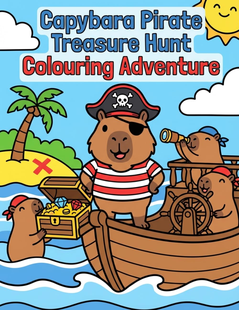 Capybara Pirate Treasure Hunt: Colouring Adventure