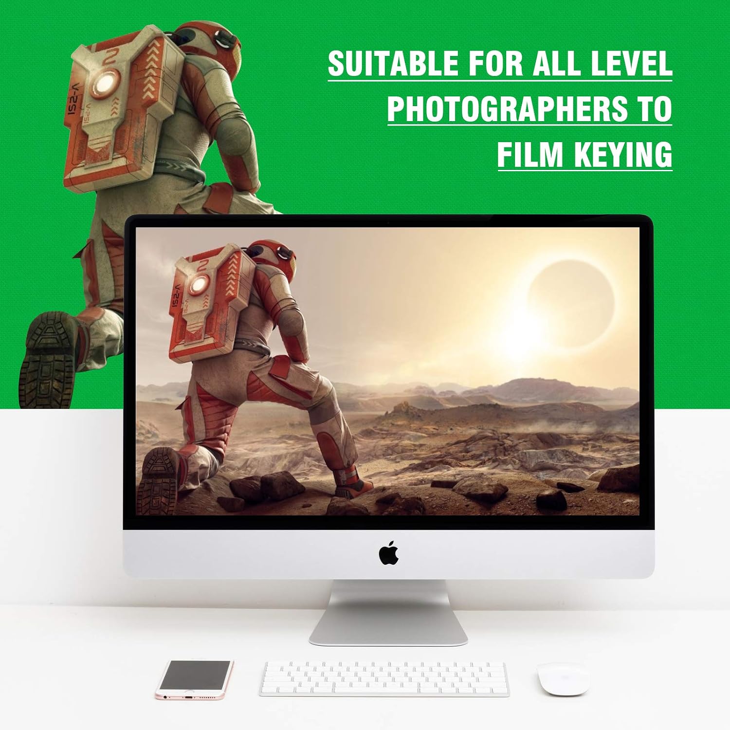 Hpusn Photography Green Backdrop Background: 6 x 9 ft Non-Woven Fabric Backdrop Background Screen for Photo Video Studio&Video and Televison(Background Only)